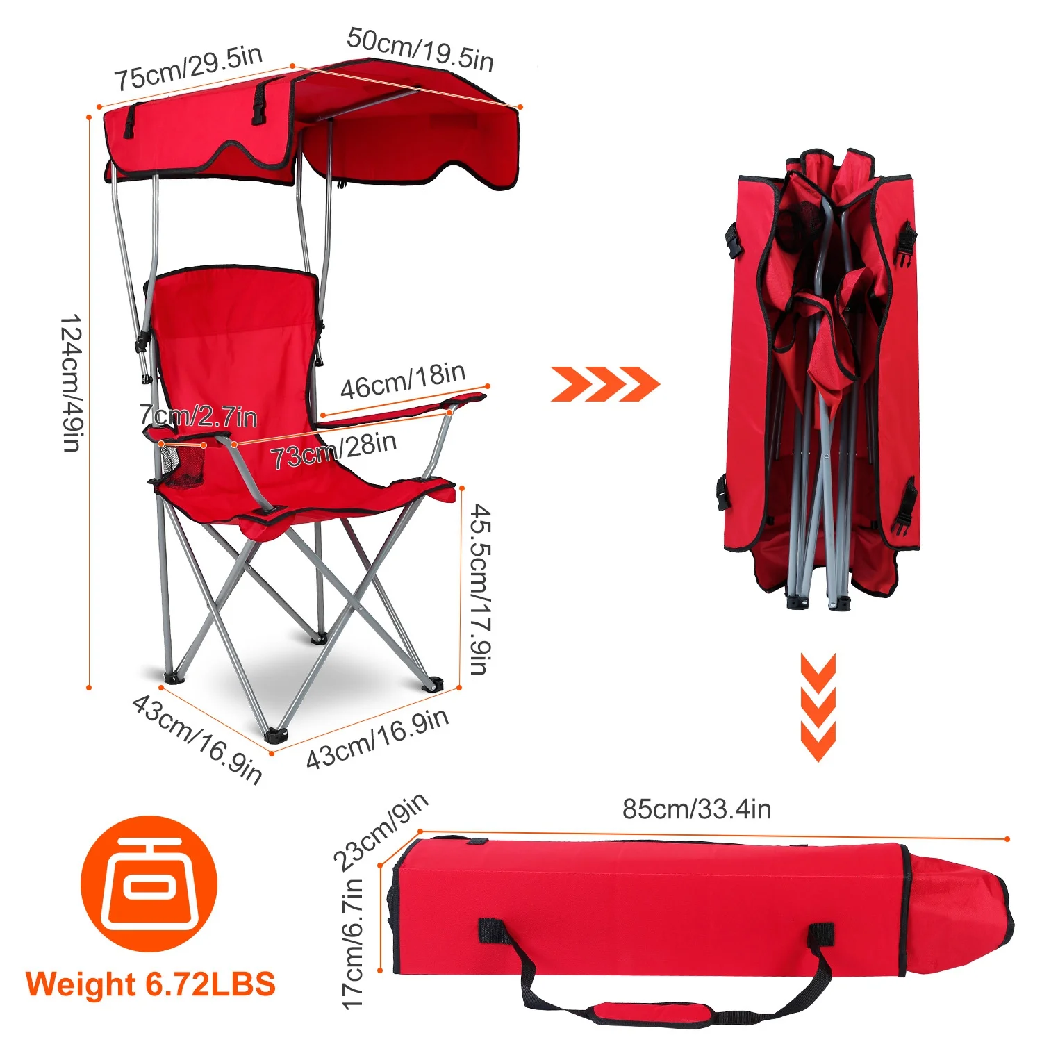 iMounTEK- Portable Foldable Beach Canopy Chair Sun Protection Adult Chair Camping Travel Picnic 330LBS