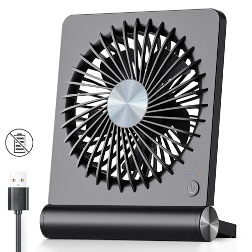 Koonie USB Desk Fan, Strong Wind Ultra Quiet Small Personal Fan with 180° Tilt Folding and 3 Speeds Adjustable, USB-C Corded Powered Mini USB Fan for Office Desktop Bedroom