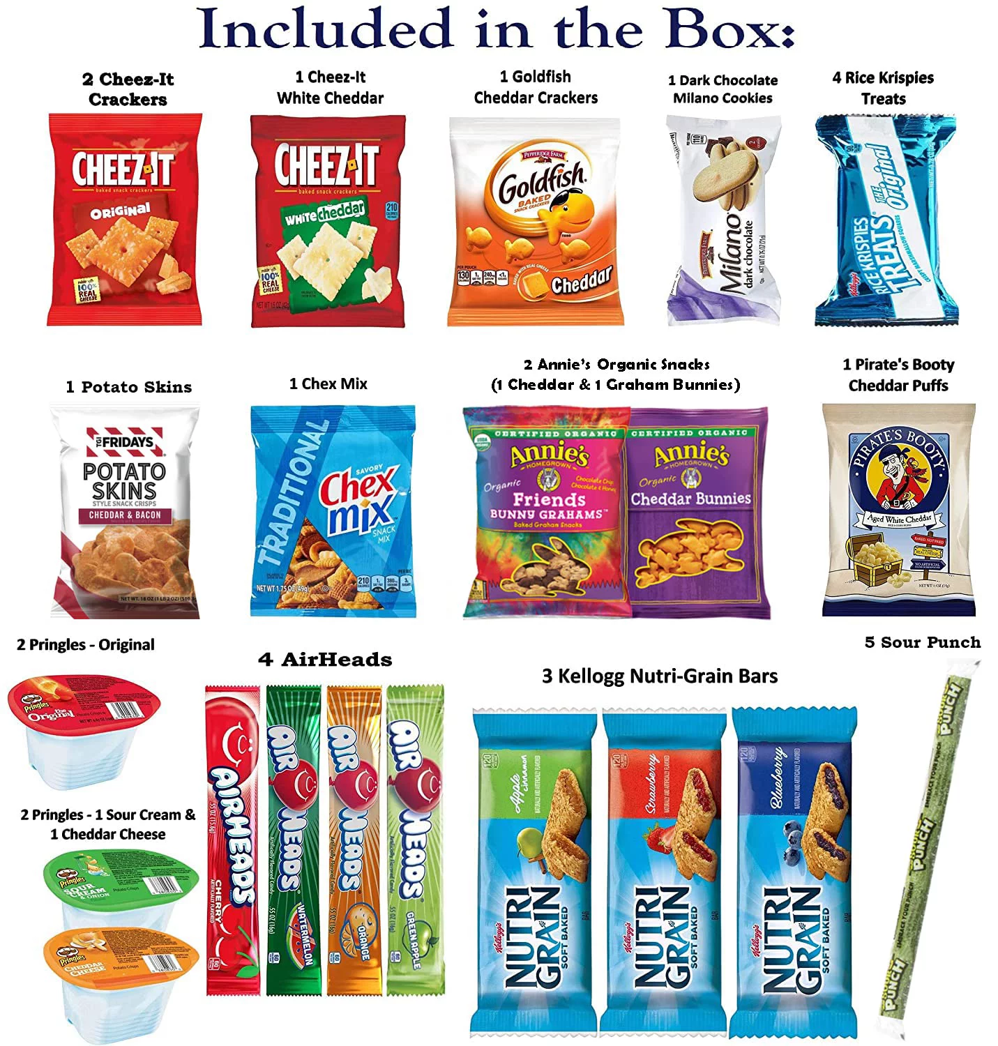 Foxy Fane 60 count Ultimate Gift Snack Box - Care Package with Variety Assortment of Chips, Cookies, Candy, Crackers & other Snacks - Bulk Bundle of Delicious Treats (60 Snacks - Assorted Pack)