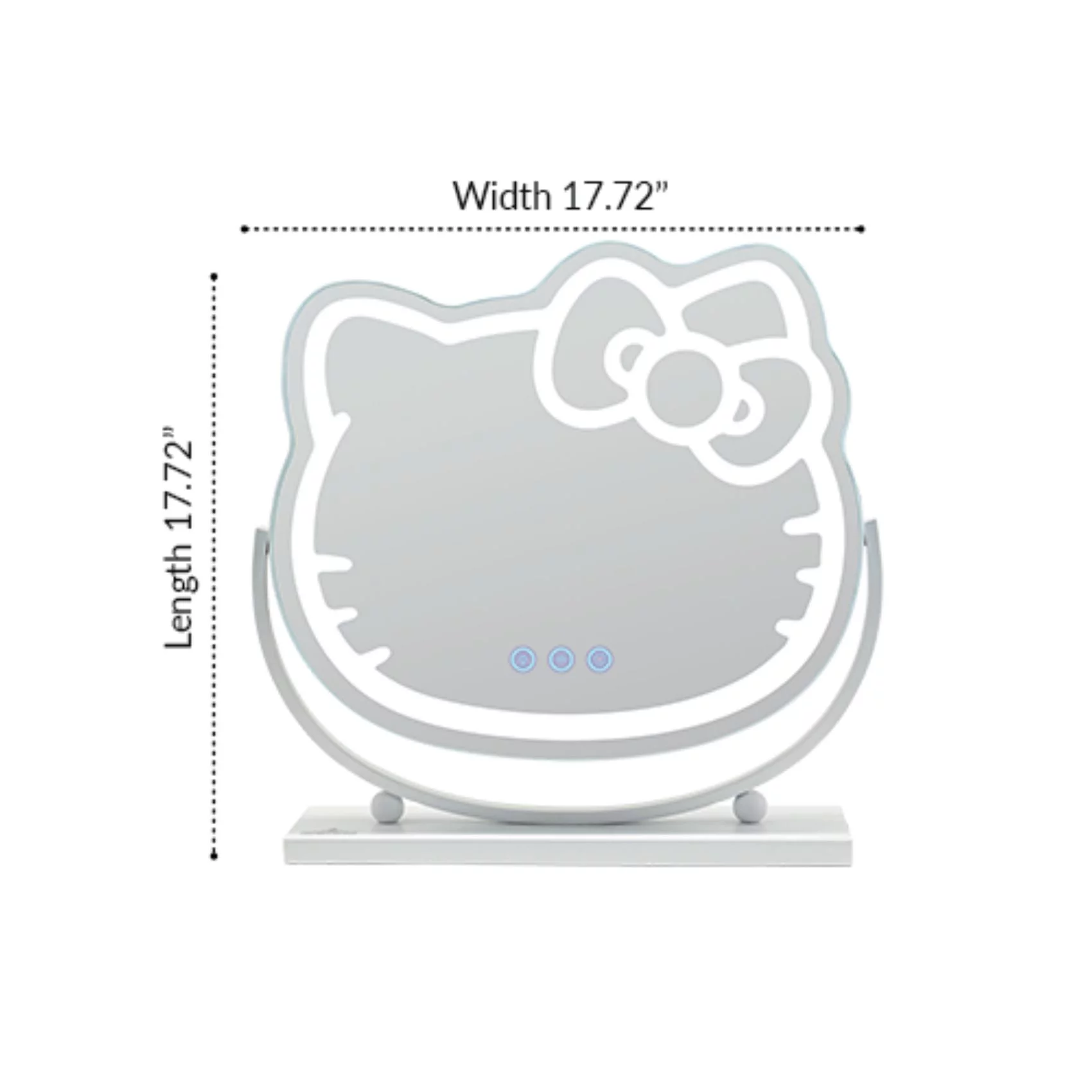 Impressions Vanity Hello Kitty Kawaii Desk Mirror with Lights and Adjustable Tilt, Multi Color Changing LED Strip Lighted Makeup Mirror with Touch Sensor Dimmer Switch for Desk