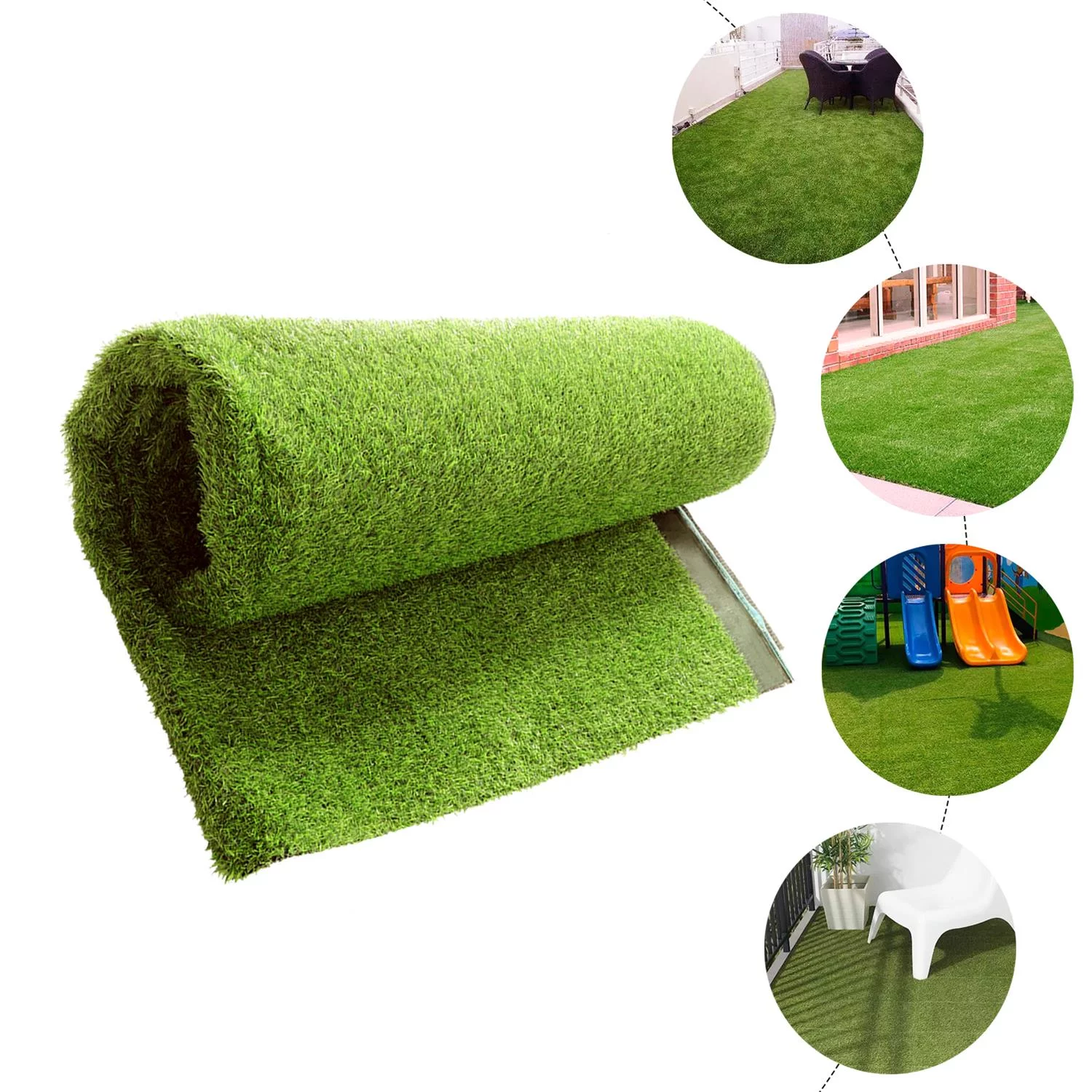 YIYIBYUS Artificial Grass Turf, 5*2m Synthetic Thick Fake Faux Grass Rug Carpet for Balcony Backyard Patio Garden Green