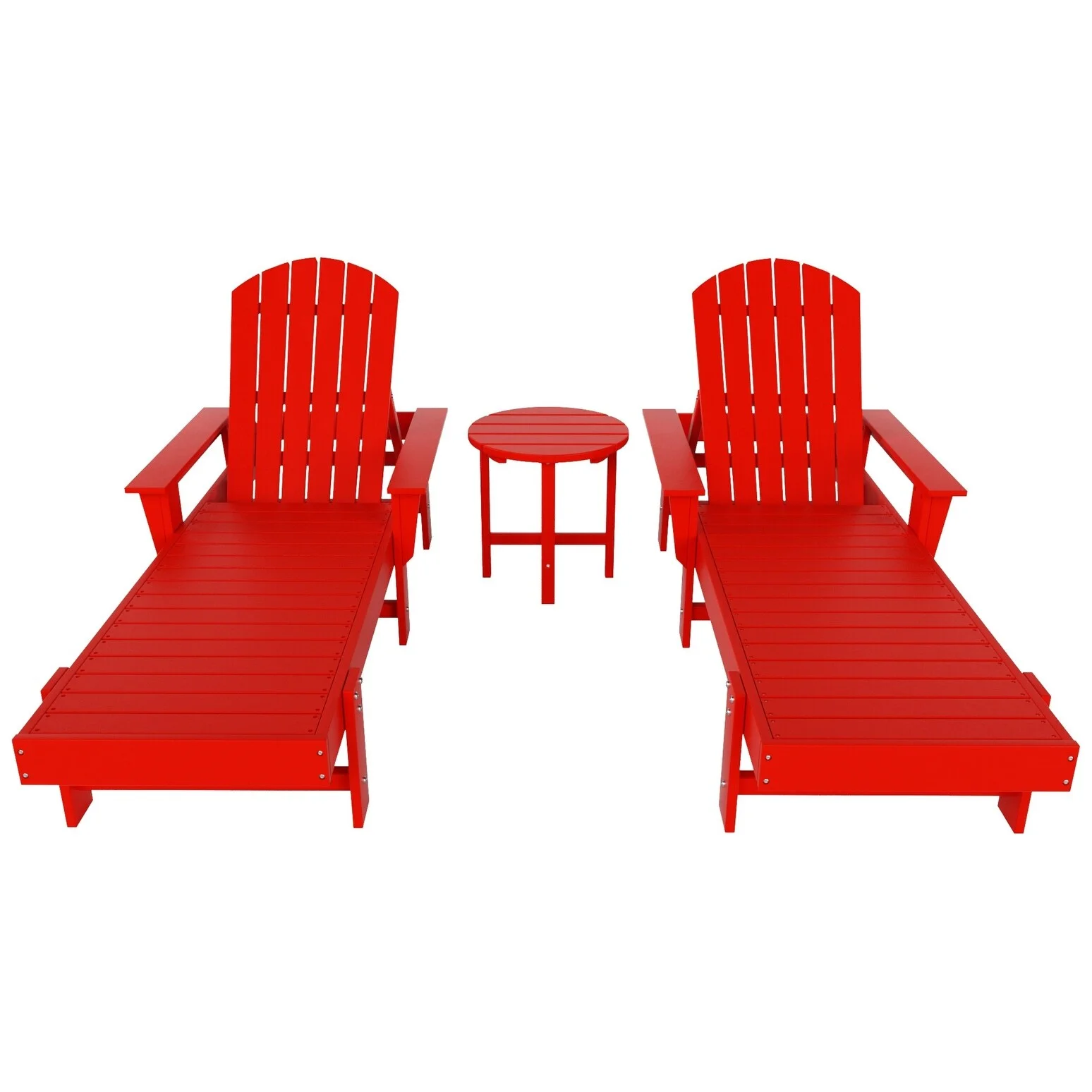 Polytrends  Altura Poly Eco-Friendly All Weather Reclining Chaise Lounge with Arms & Side Table (3 Piece Set) Red