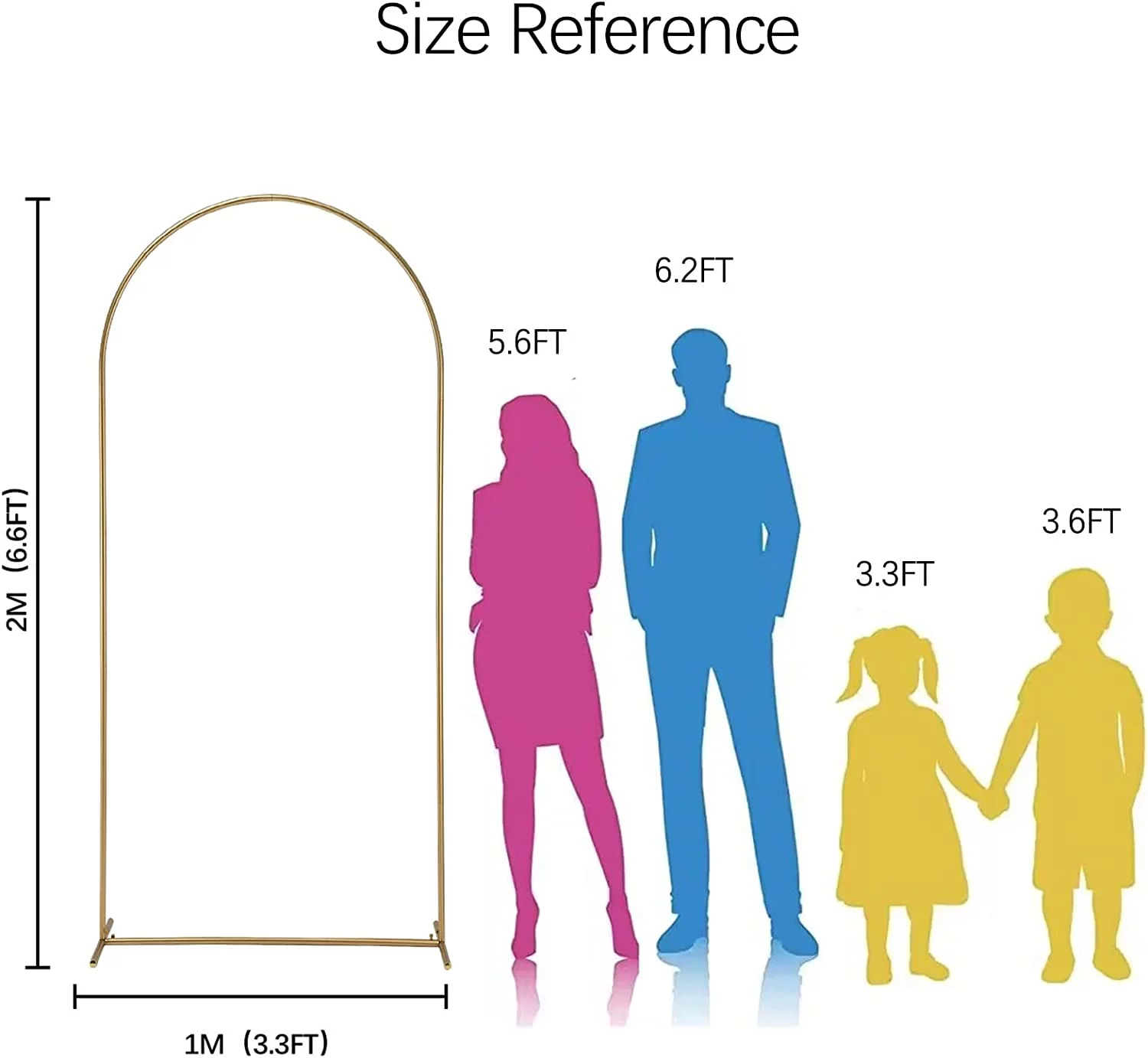 6.6 Ft Tall Gold Wedding Arch Backdrop Stand, Birthday Party Metal Balloon Frame Garden Arbor Wedding Arch for Ceremony