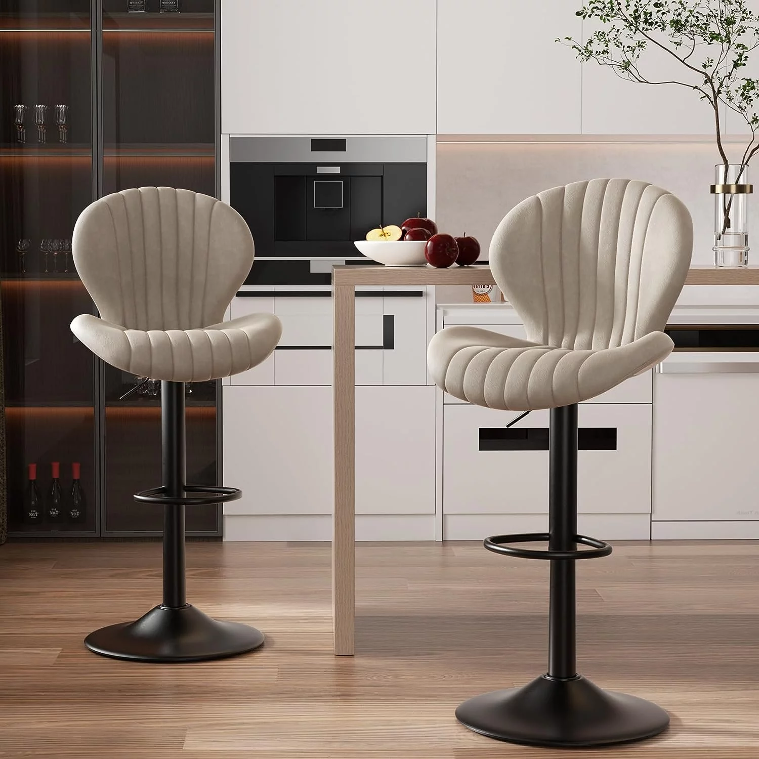 Hawsaiy Modern Swivel Bar Stools with High Backrest Set of 2