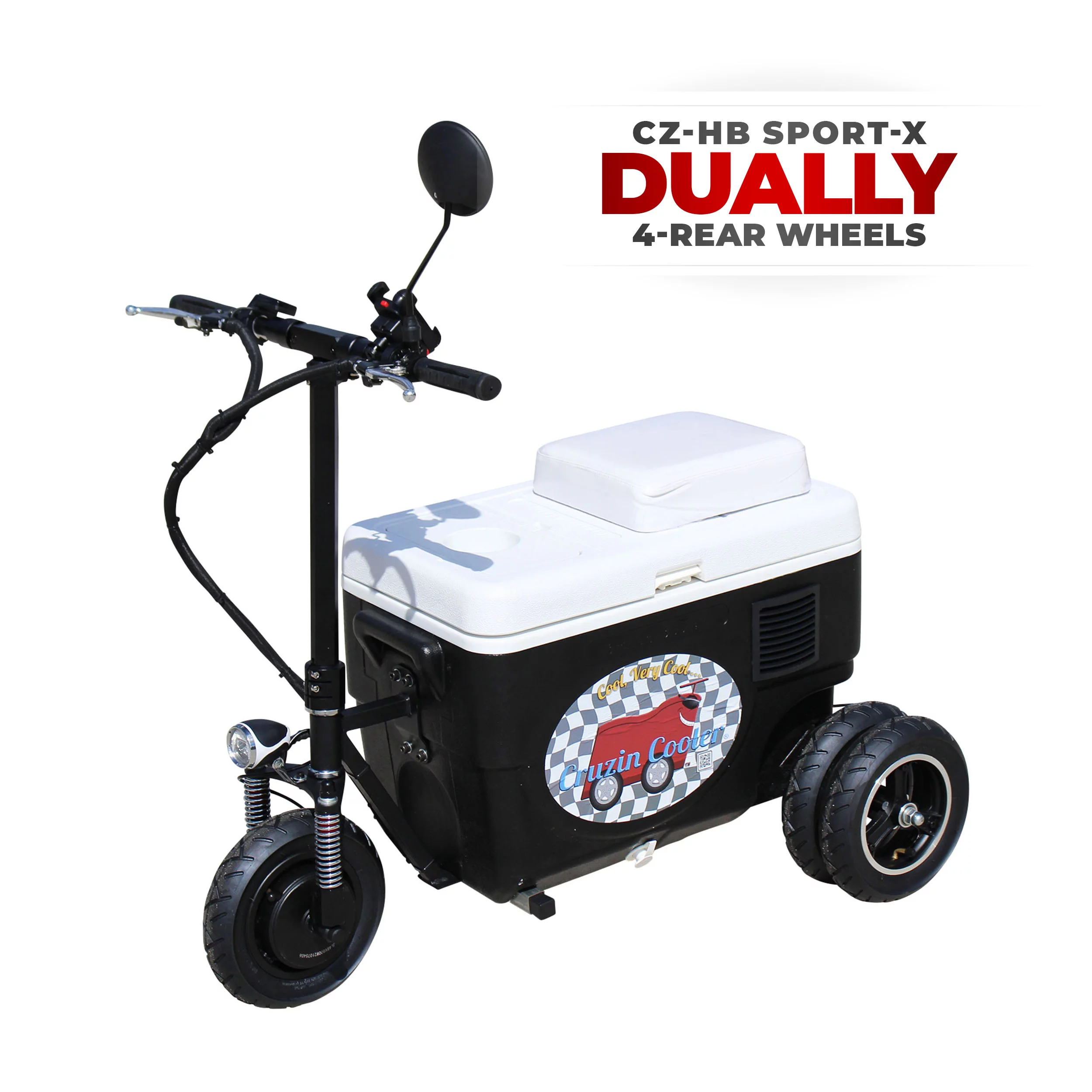 Cruzin Cooler CZ-HB SPORT-X DUALLY Motorized Ice Chest Scooter, 13 MPH Top Speed