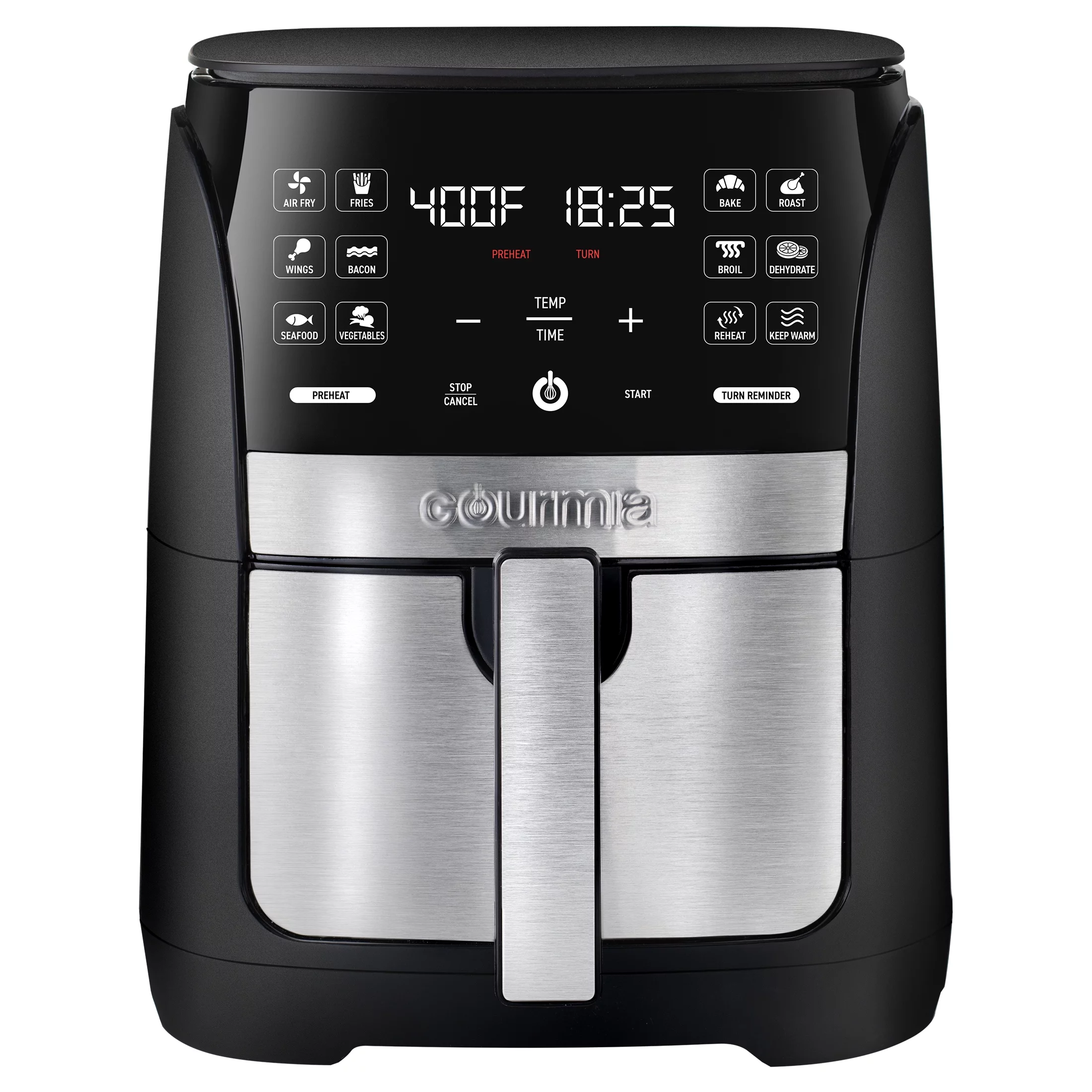 Gourmia 6 Qt Digital Air Fryer with Guided Cooking and 12 One-Touch Cooking Functions, 13.58 H, New