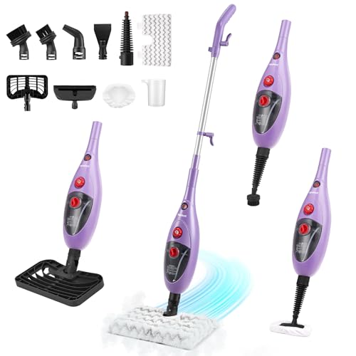 Steam Mop Cleaner with Detachable Handheld Steamer, 10-in-1 Multi Accessories, 13.5 OZ Water Tank & 20FT Power Cord for Cleaning Floor, Carpet, Tiles, and Grout