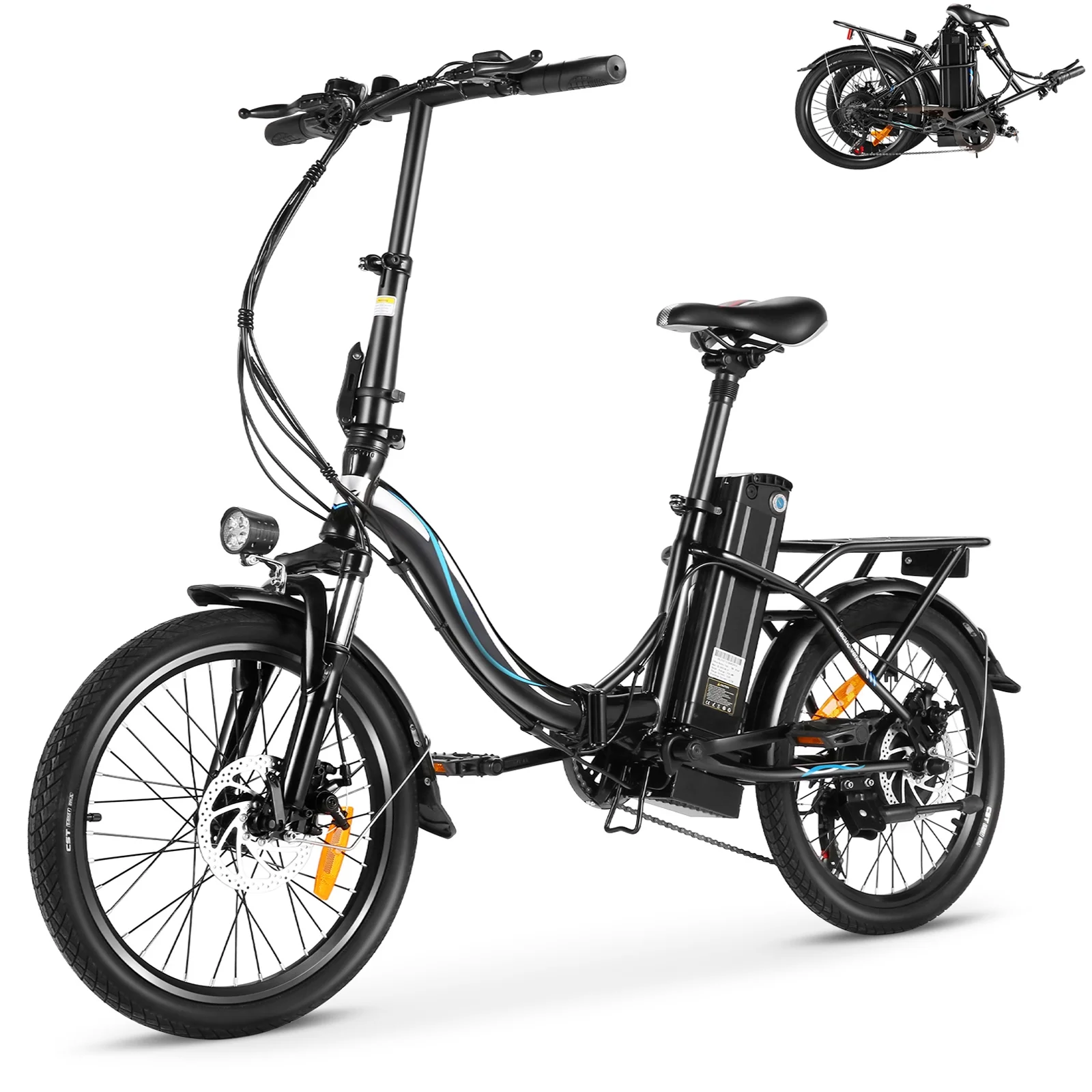 Elifine 500W Folding Electric Bike for Adults, 20