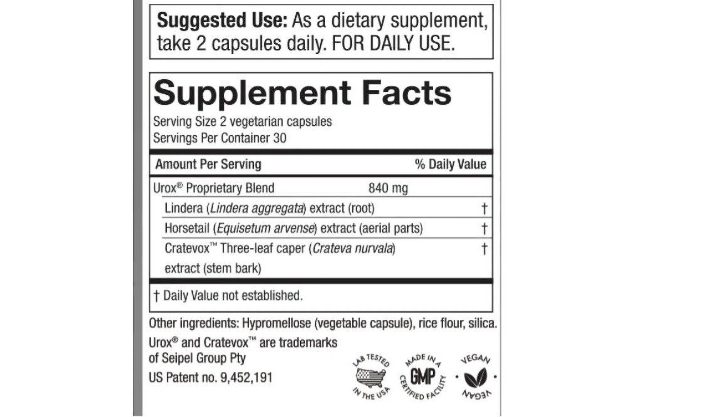MyBladder Supports Bladder Control Purity Products 60Caps Lindera/Cratevox/Horsetail