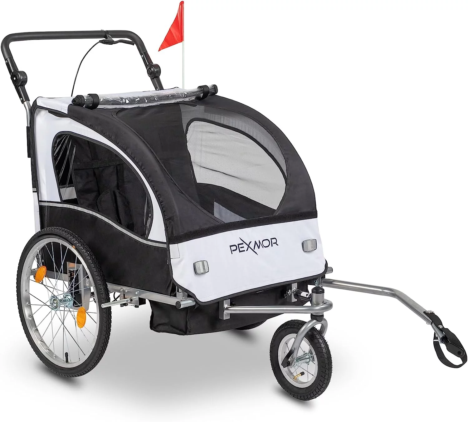 PEXMOR 2-in-1 Bike Trailer for Kids 2 Seat,Child Bicycle Trailer Bike Stroller w/Safety Harnesses & Shock Absorber,Pull Behind Baby Bike Trailer Carrier w/Universal Hitch & 360 Swivel Wheel