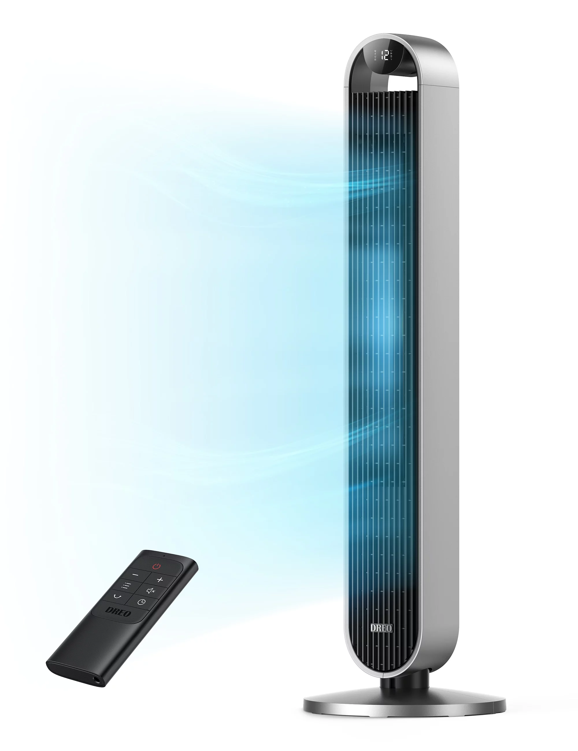 Dreo Tower Fan with Remote 42 Inch Floor Fan with 120° Ultra Wide & Customizable Oscillation, Hyper Wind 12 Speeds & More Silent, 12H Timer, Bladeless Fans for Bedroom, Home & Office