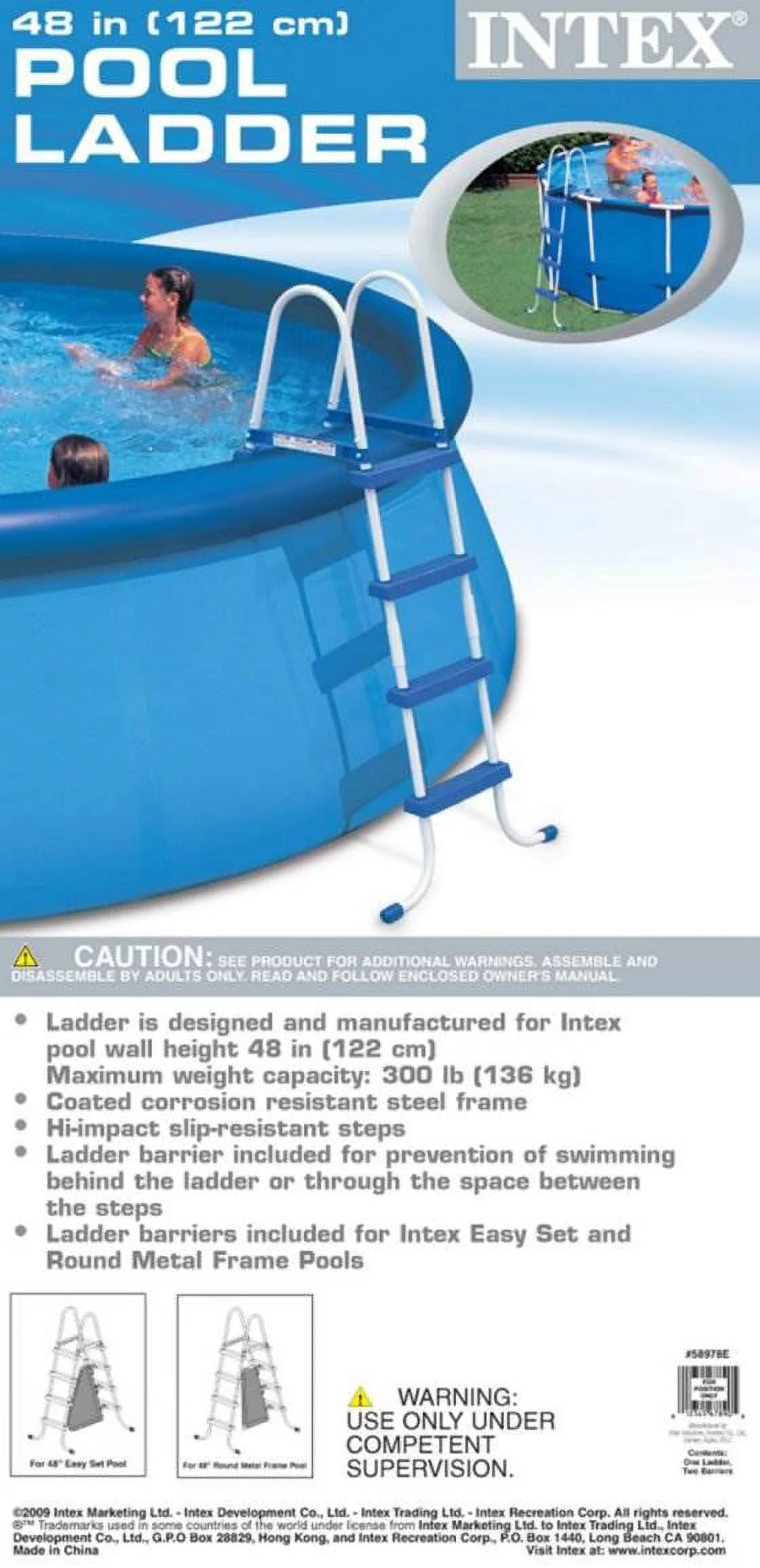 INTEX Above Ground Swimming Pool Ladder w/ Barrier - 48
