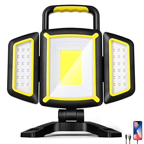 Magnetic Light, Portable LED Work Light with 5 Light Modes, Magnetic Base Rechargeable Battery Operated COB Flashlight, Hold to Dim Flood Light for Car Repairing, Camping