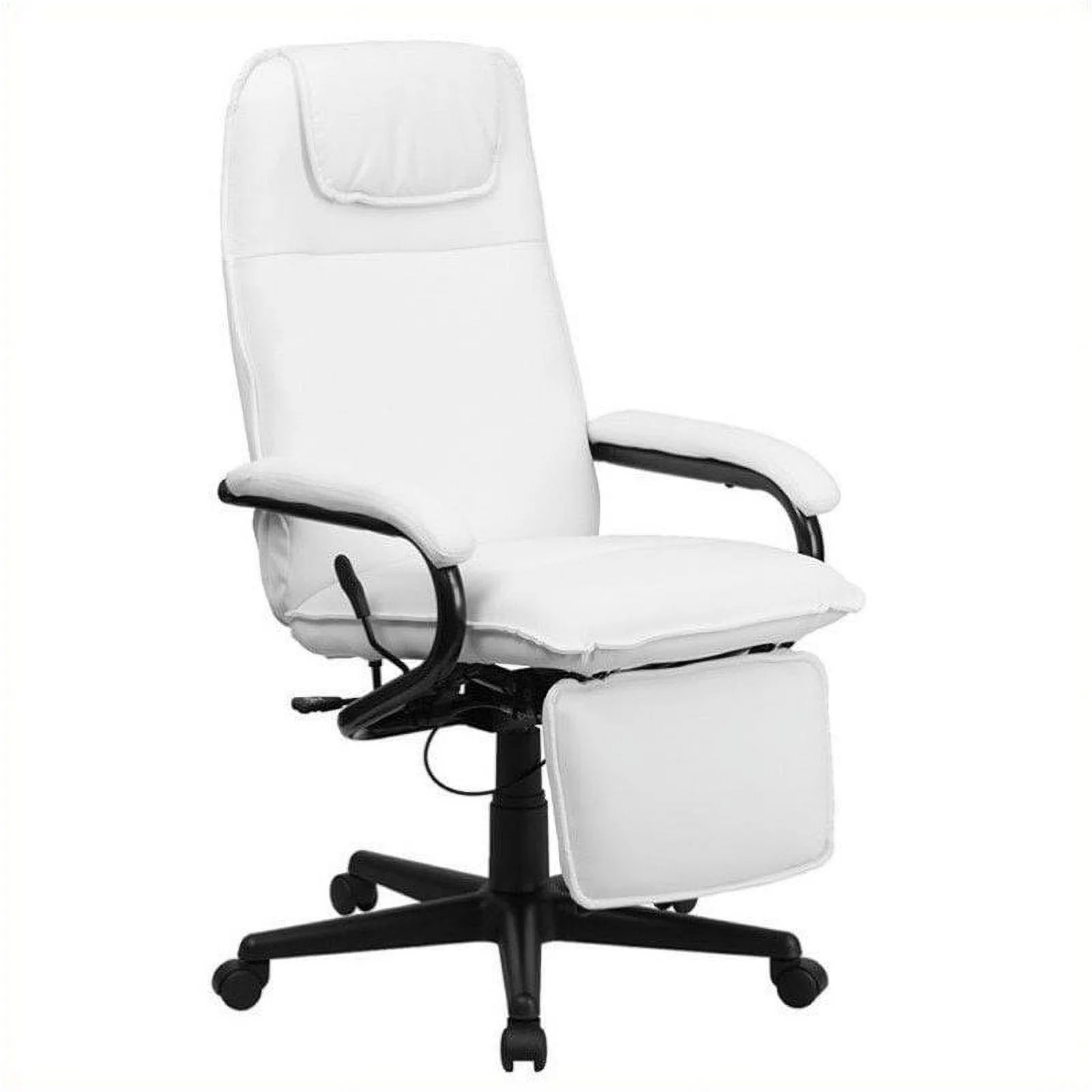 Scranton & Co High Back Leather Reclining Office Chair in White