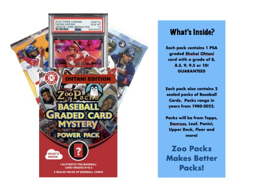 Shohei Ohtani PSA Graded Card Mystery Power Pack - 1 PSA Graded Ohtani Card and 2 Packs of Cards Per Pack - Amazon Exclusive