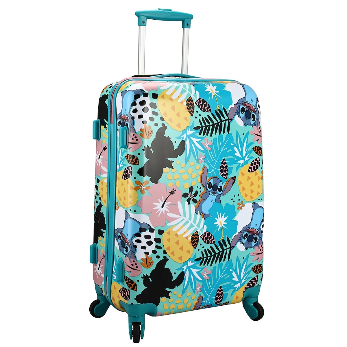 Lilo & Stitch Tropical All-Over Print Youth 20” Blue Carry-On Rolling Luggage