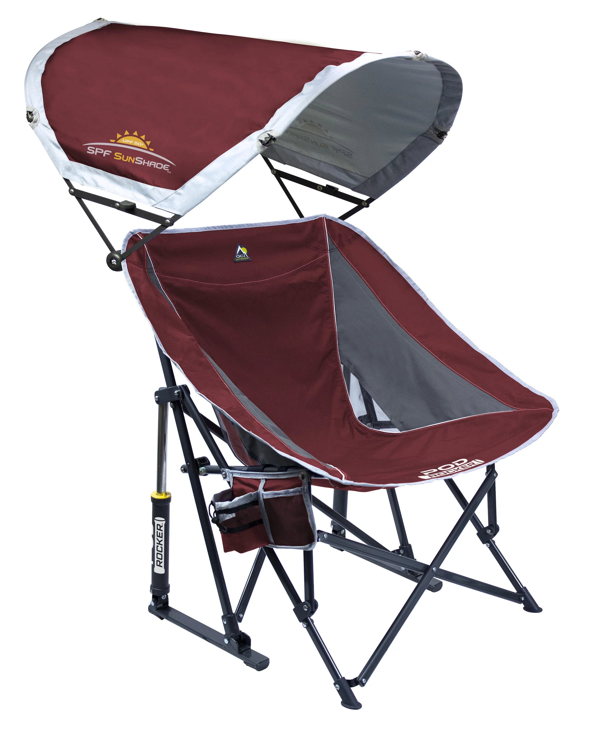 GCI Outdoor Pod Rocker SunShade Folding Canopy Rocking Camp Chair, Cinnamon