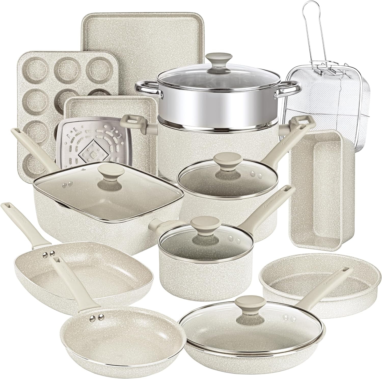 Granitestone Pots and Pans Set Desert 20 Pc Cookware Set Pots and Pans Set