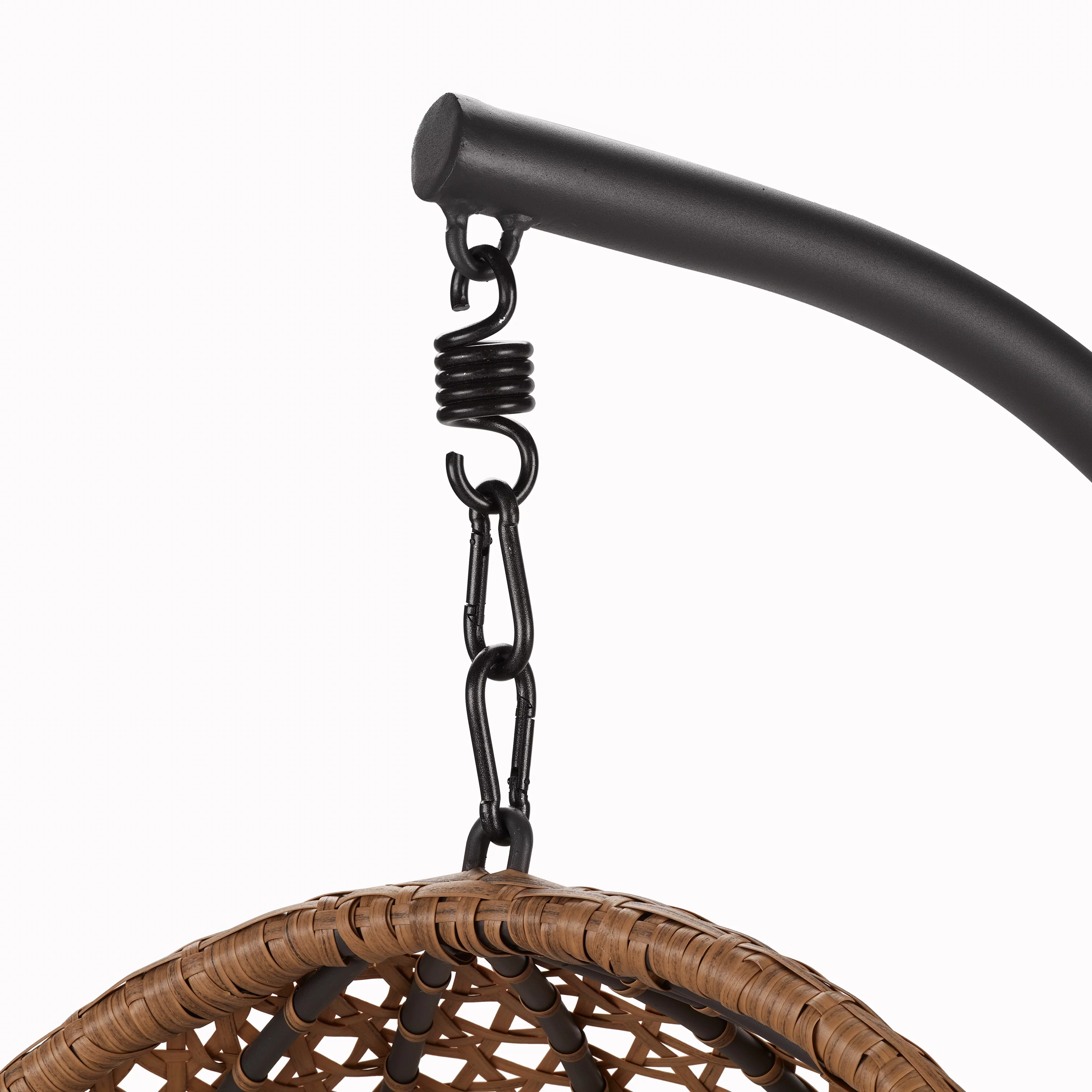 Better Homes & Gardens Outdoor Lantis Patio Hanging Egg Chair with Stand - Tan Wicker, Beige Cushion