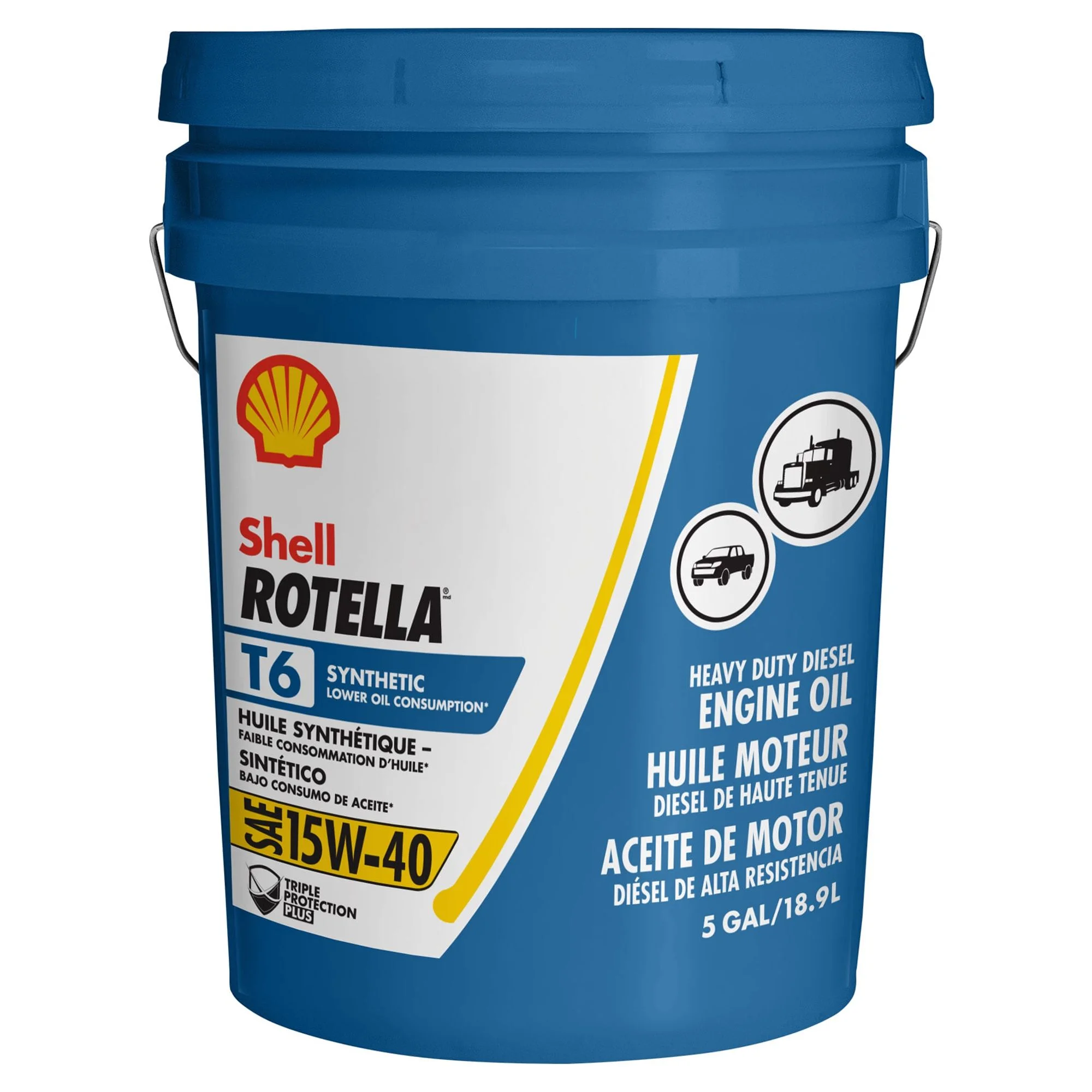 Shell Rotella T6 Full Synthetic 15W-40 Diesel Engine Oil, 5 Gallon