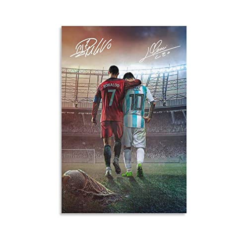 Messi Ronaldo Poster Wall Art Canvas Print Poster Home Bathroom Bedroom Office Living Room Decor Canvas Poster Unframe: 16x24inch(40x60cm)