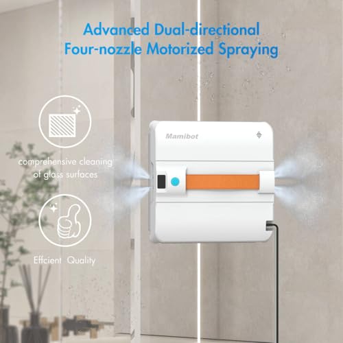Mamibot W120-DP Window Cleaning Robot, Smart Cleaning with 4 Spray Nozzles, with 10 Cleaning Modes, 3200Pa Suction Power, Edge Detection Technology,App & Remote Control.