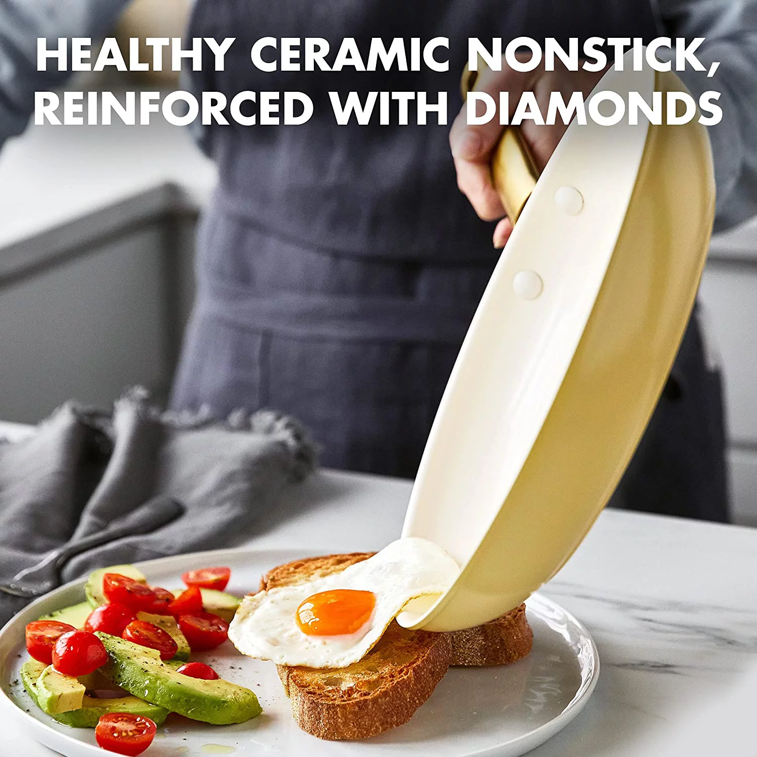 en Reserve Hard Anodized Healthy Ceramic Nonstick 10 Piece Cookware Pots and Pans Set  Gold Handle  PFAS-Free  Dishwasher Safe  Oven Safe  Twilight Blue