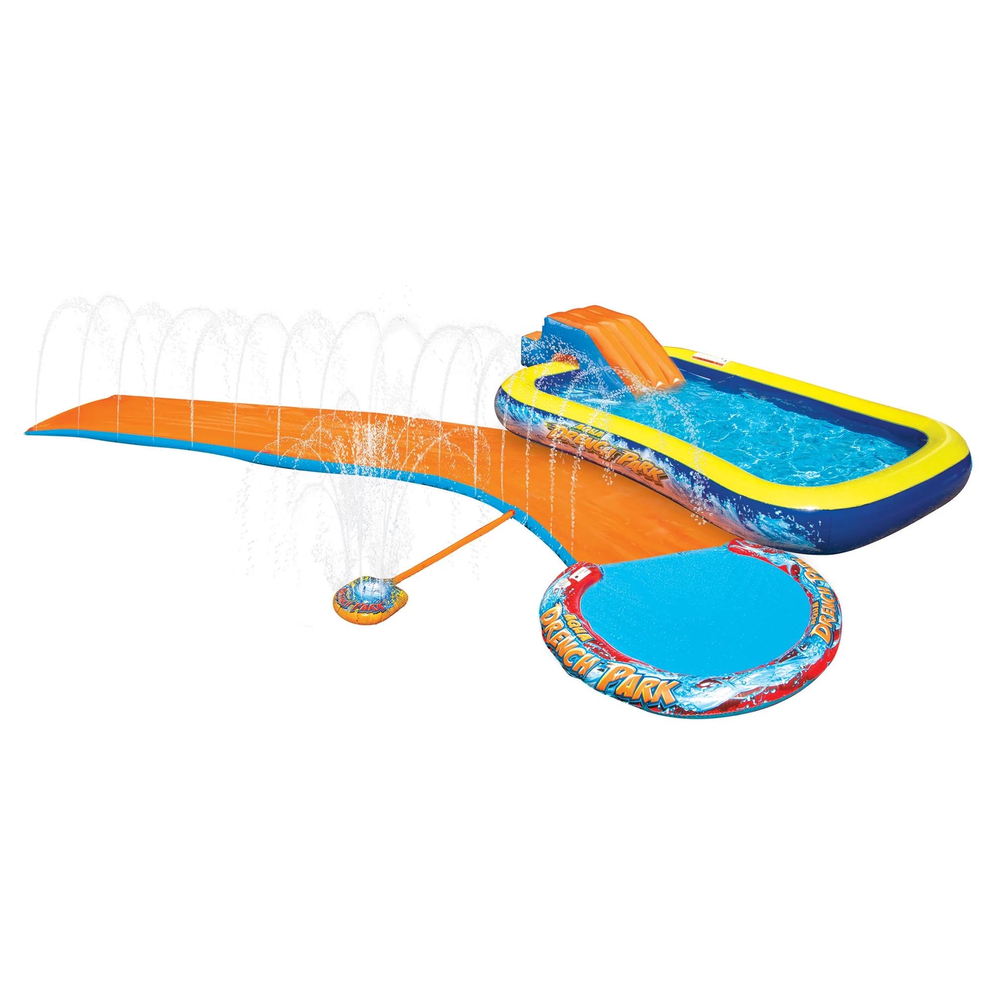 Banzai Aqua Drench 3-in-1 Splash Park w/ Pool, Sprinkler & Waterslide, Child Water Fun, Age 3-12