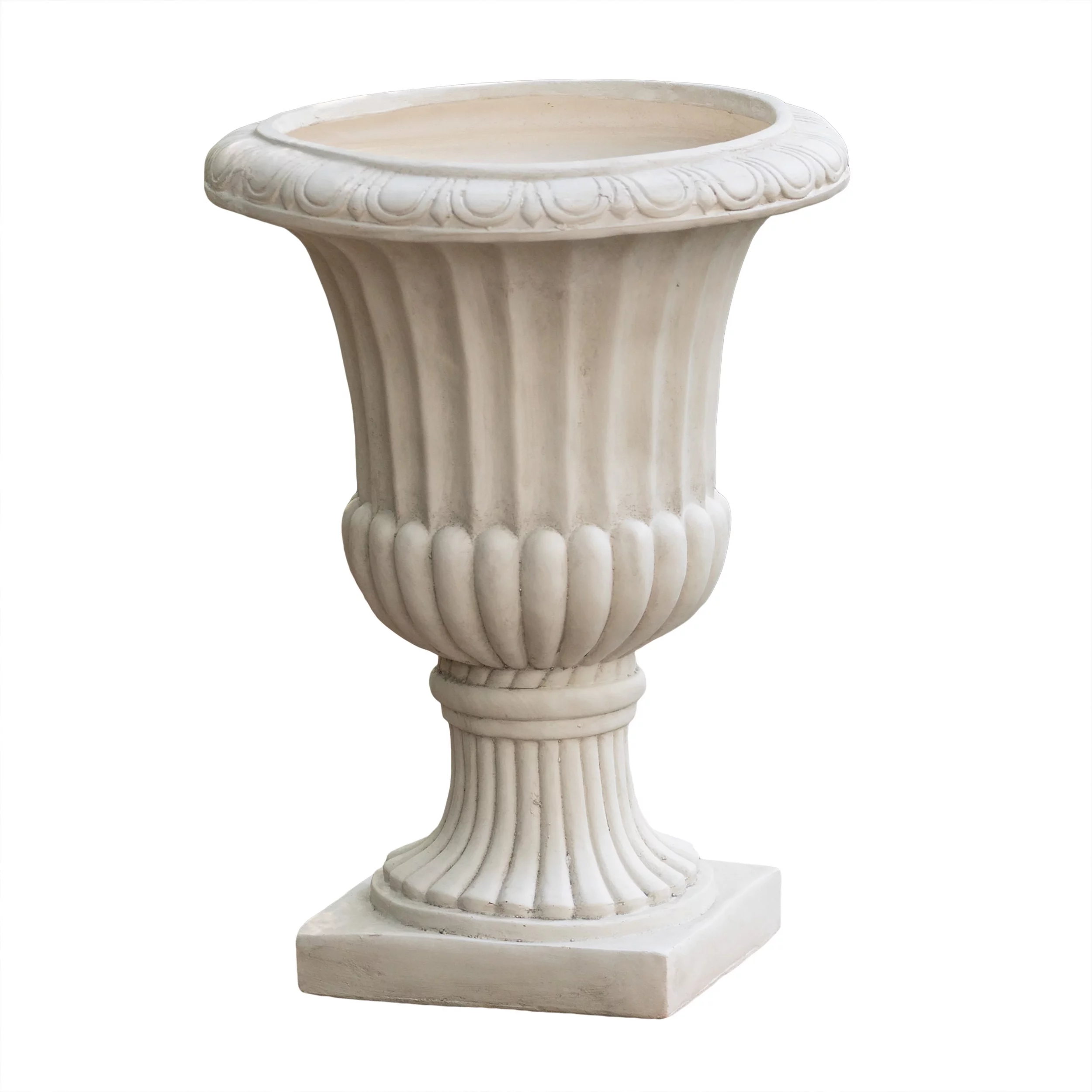 GDF Studio Antique White Italian 19 in. Concrete Urn Planter