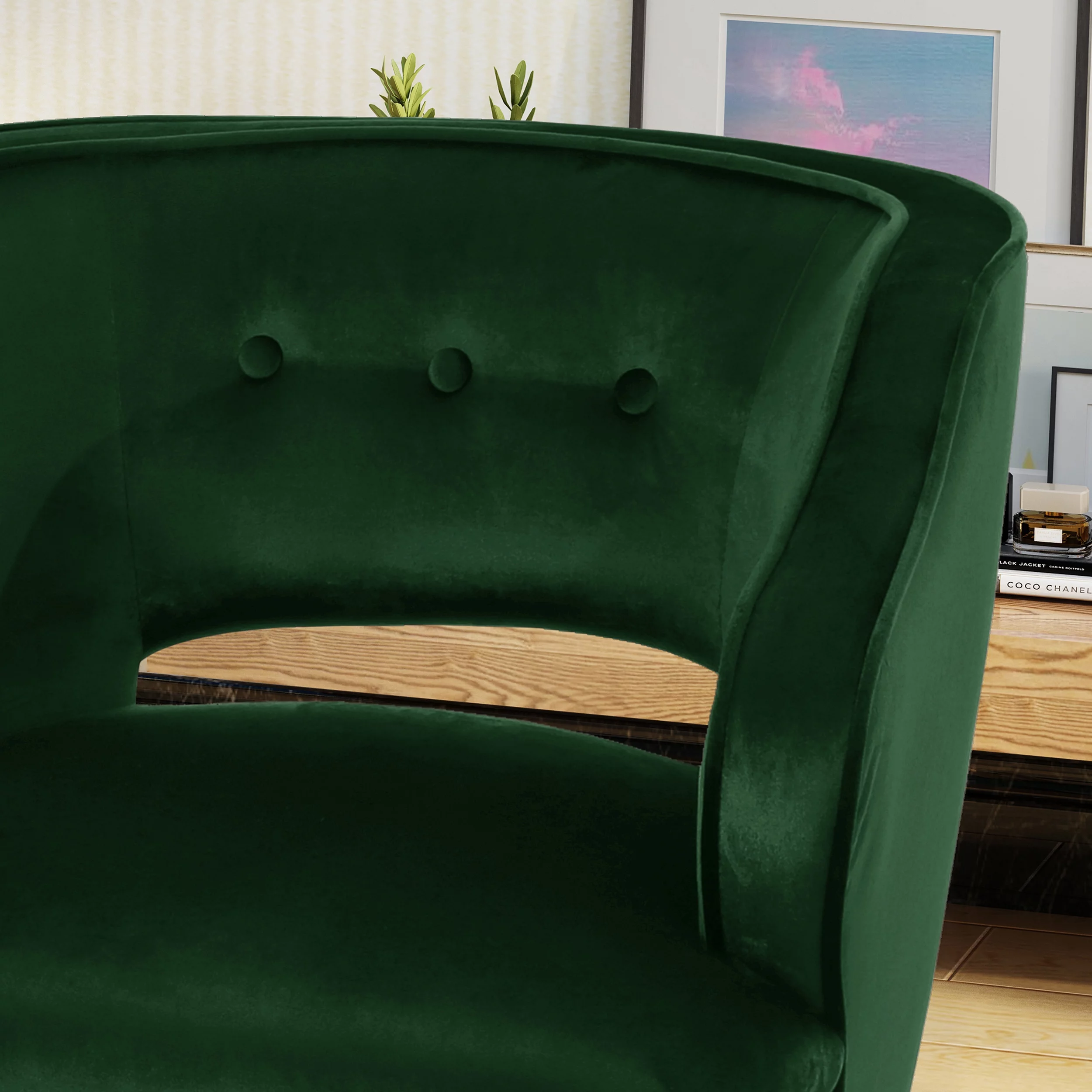 Noble House Marnie Mid Century Velvet Club Chair, Emerald