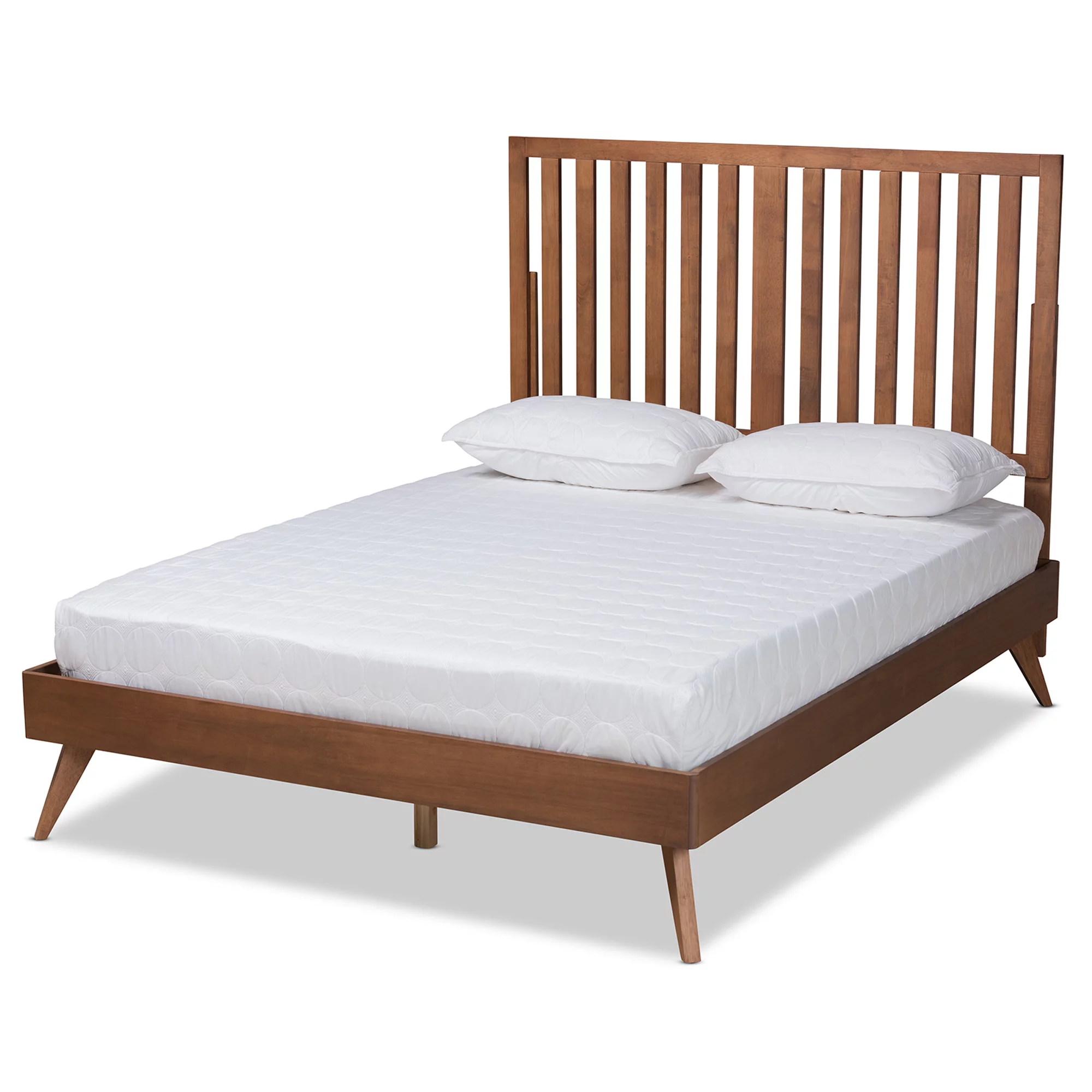 Baxton Studio Saki Modern Engineered Wood Platform Bed, Queen, Walnut Brown