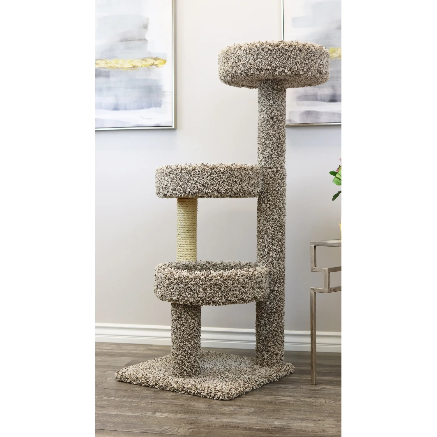 New Cat Condos Carpeted Solid Wood Cat Tree Tower