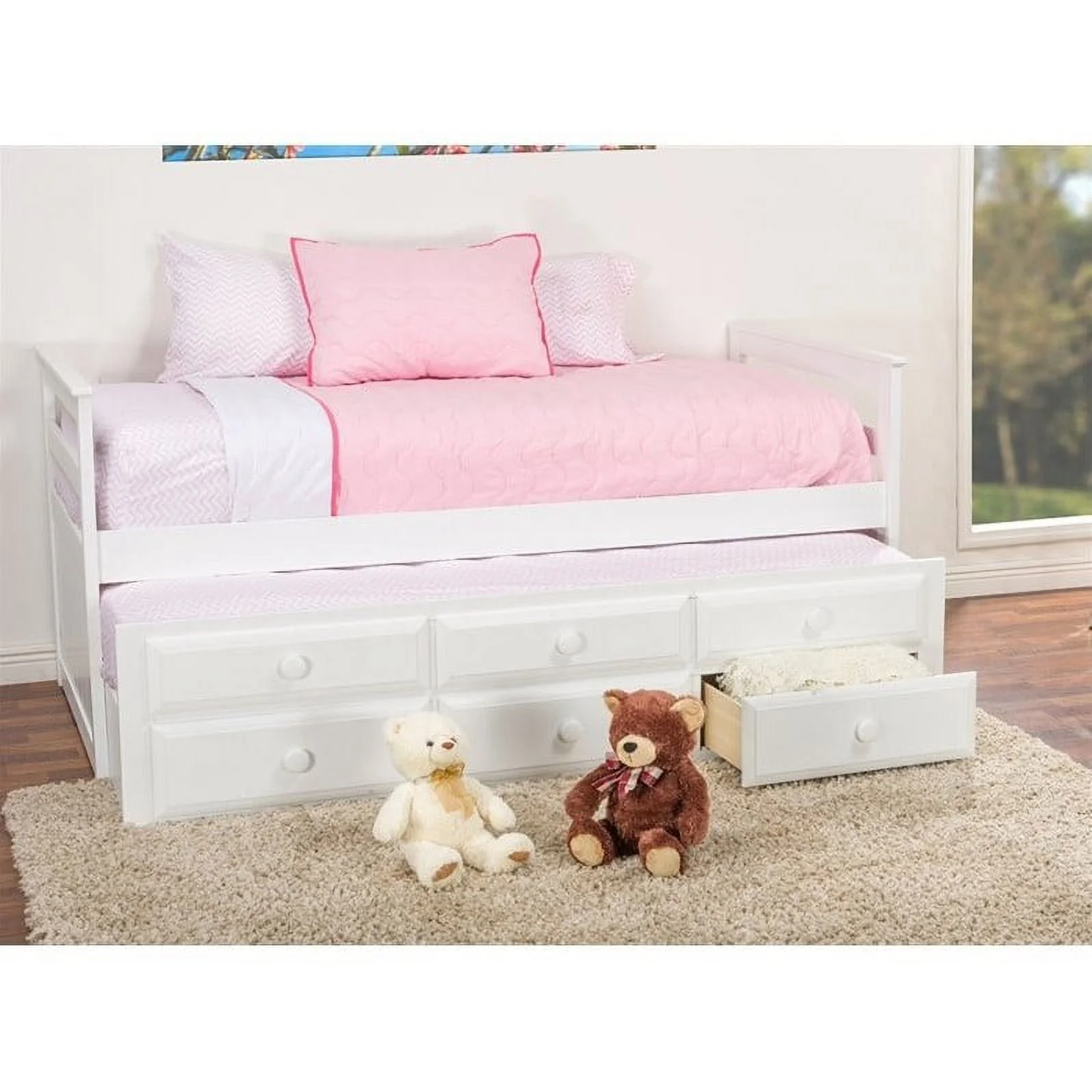 Baxton Studio Ballina White Wood Contemporary Twin-Size Trundle Bed