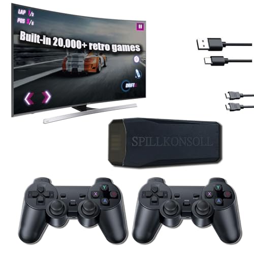 Wireless Retro Game Console-Game Consoles with Built in Games,Retro Game Stick with Retro Video Games,4K HDMI Output, 9 Emulators, Dual 2.4G Wireless Controllers,Plug and Play Video Games for tv
