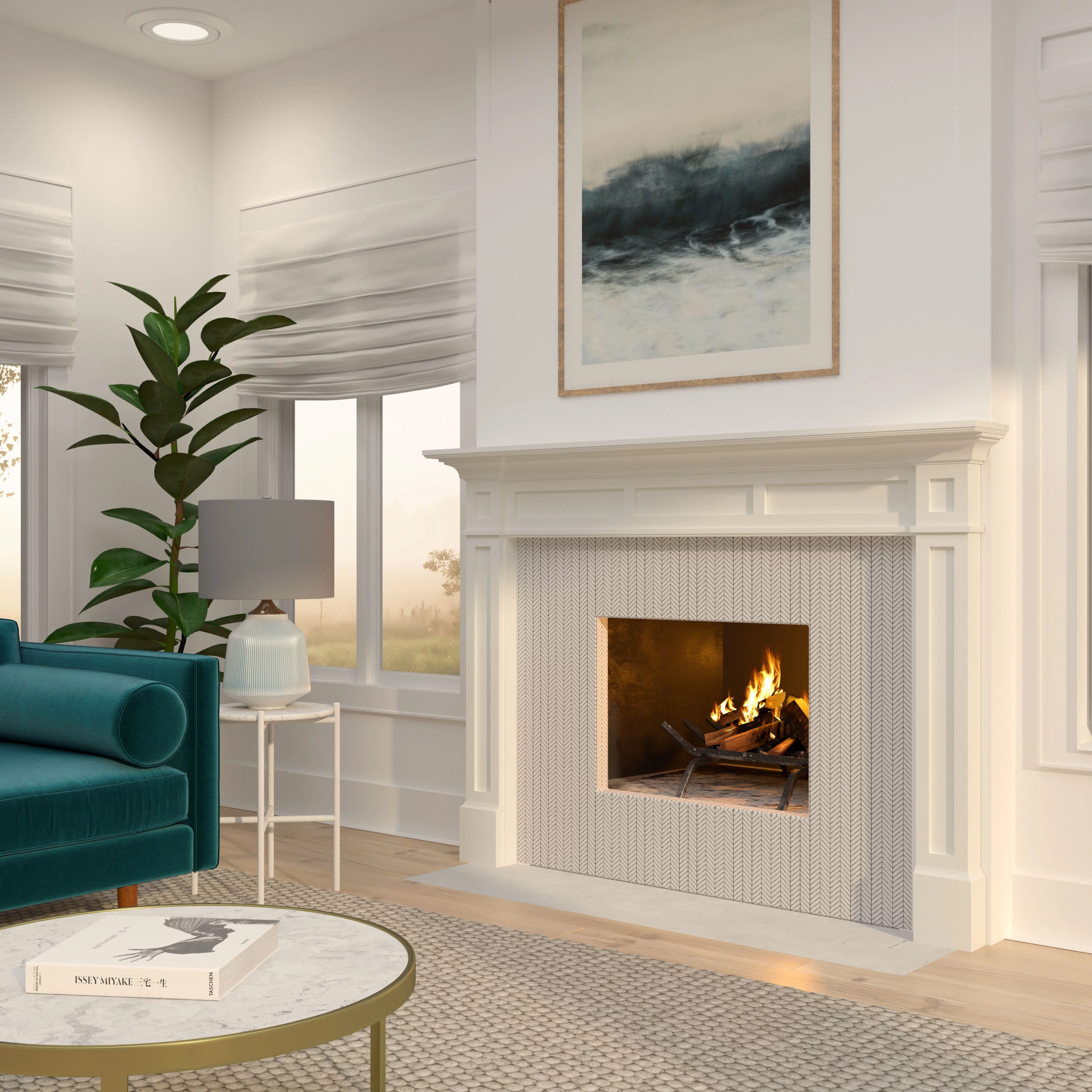 Pearl Mantels Jim Furniture For Your Fireplace, Premium White MDF Mantel Surround, Crisp White Paint, Interior Opening 48