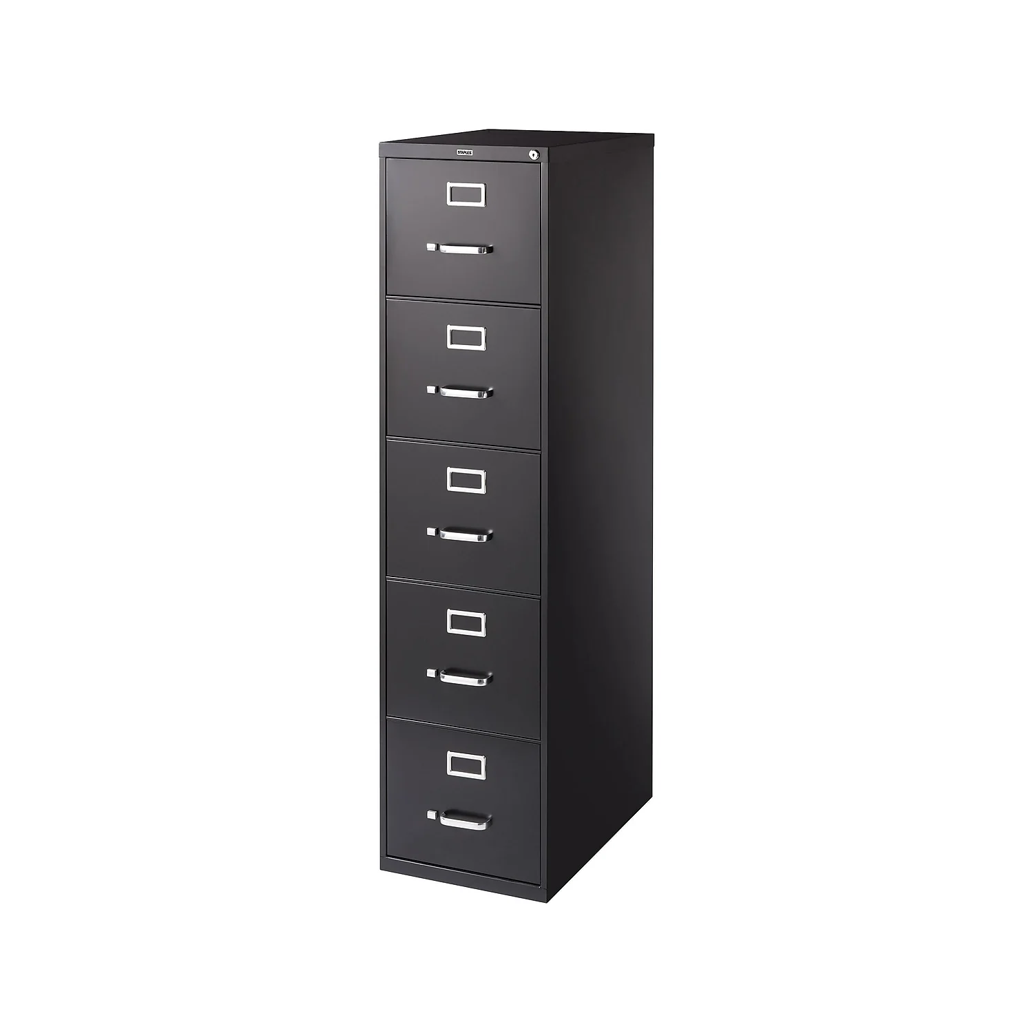 Staples Commercial 5 File Drawer Vertical File Cabinet Locking Black Letter 26.5