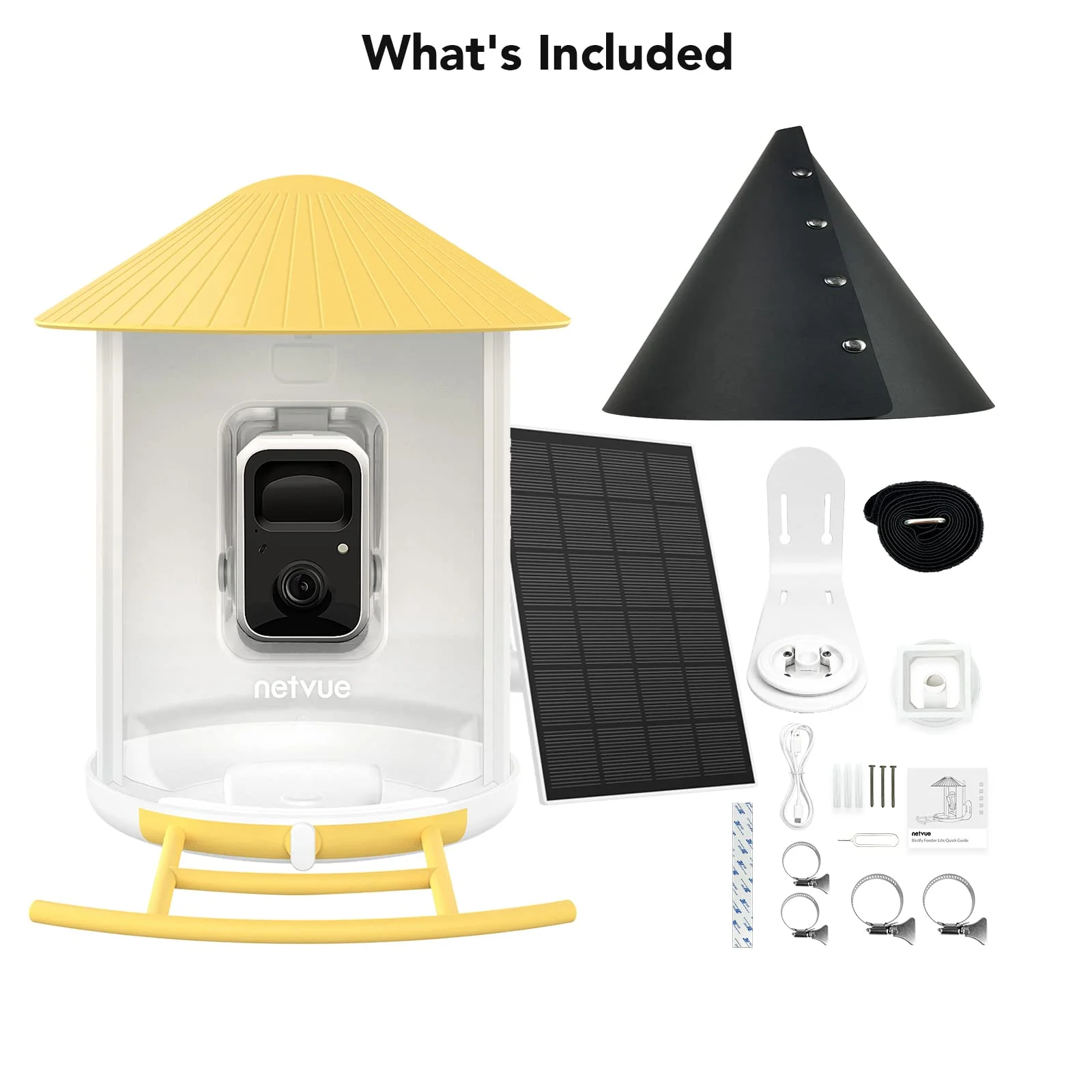 Bird Feeder with Camera, Netvue Birdfy Outdoor Smart Bird Watching Camera with Solar Panel, Yellow(Lite)