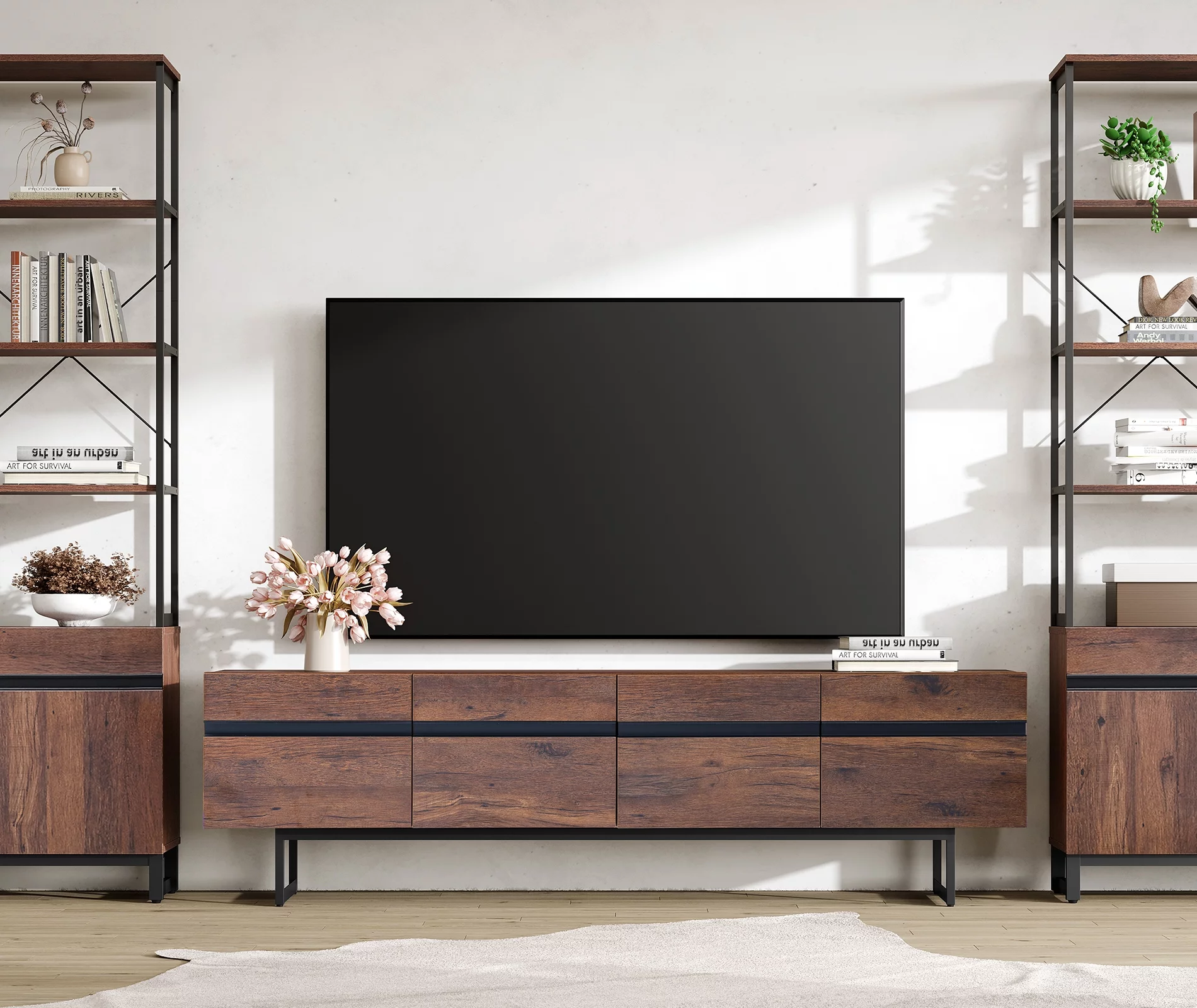 FITUEYES TV Stand with Drawers for TVs up to 75