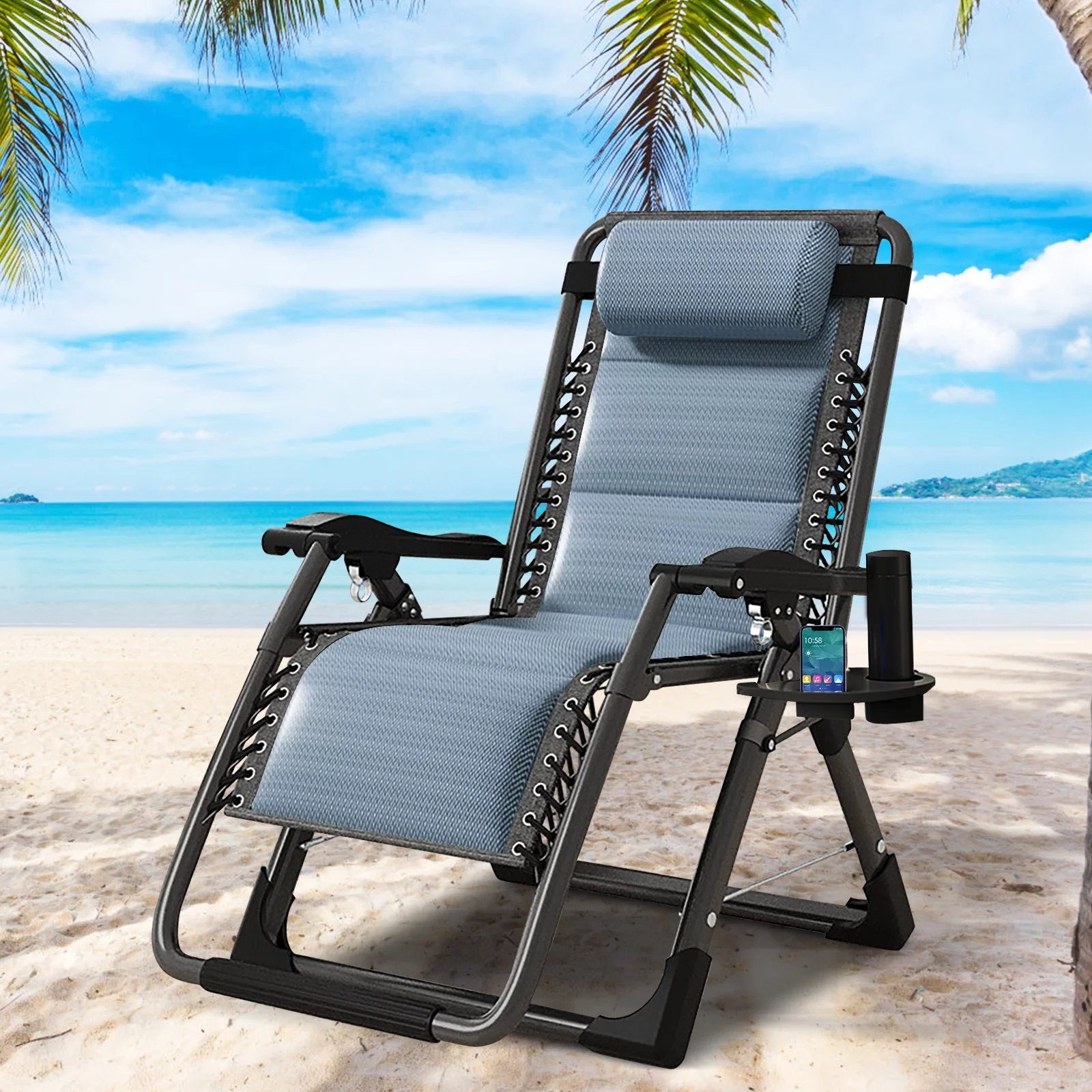 Docred Zero Gravity Chair, Lawn Recliner, Patio Lounger Chair, Folding Portable Chaise, Cup Holder, Adjustable Headrest,Maximum load capacity 350 Lbs