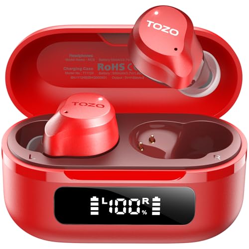 TOZO Hybrid Active Noise Cancelling Wireless Earbuds, 6 Mics ENC Clear Call, IPX8 Waterproof, in Ear Bluetooth 5.3 Headphones Stereo Bass Ear Buds 59H Playtime with LED Display 32 EQs via APP