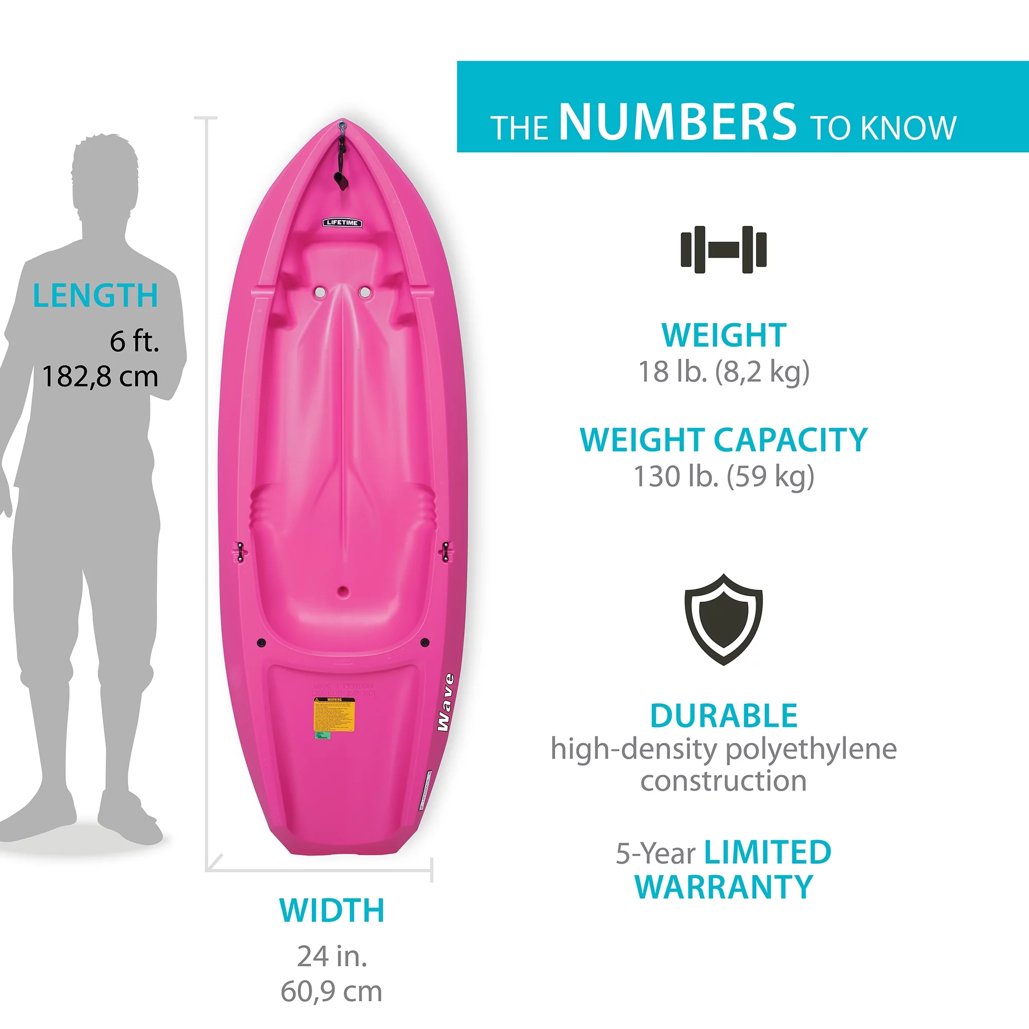 Lifetime Wave 6 ft Youth Kayak, Pink (90098)