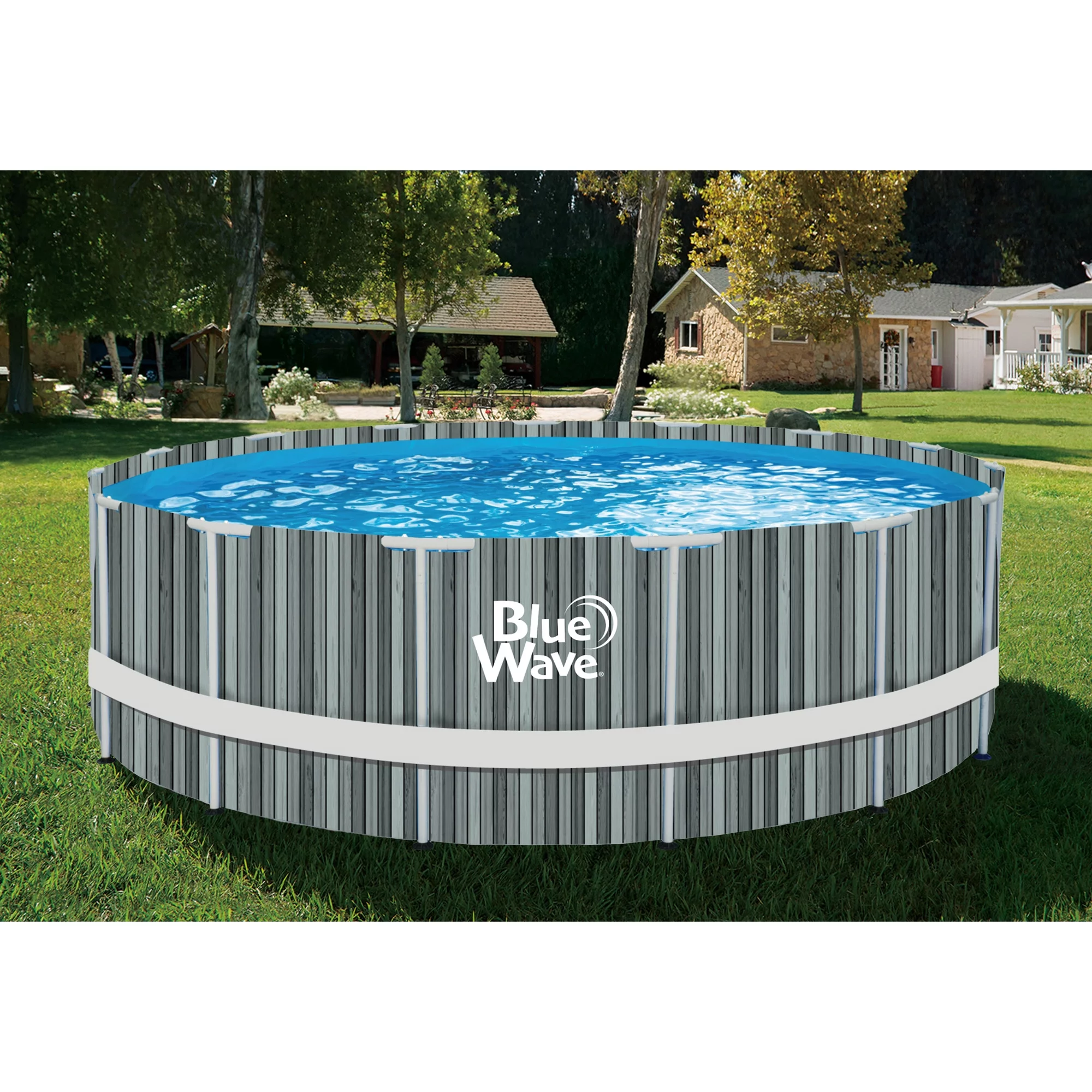 Blue Wave Aspen 15-ft Round 48-in Deep Above Ground Swimming Pool Package with Cover