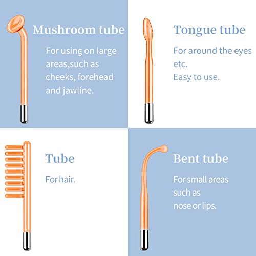 High Frequency Facial Machine - TUMAKOU Portable Handheld High Frequency Facial Skin Wand Machine with 4 Different Tubes