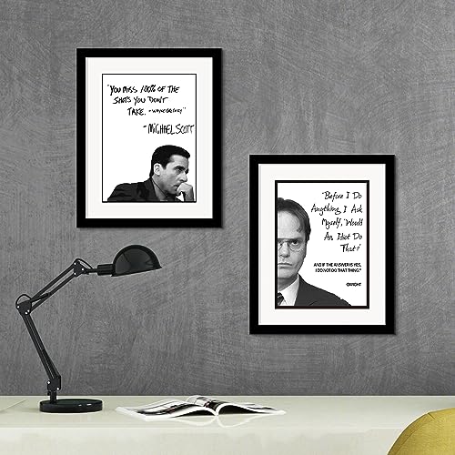 Michael Scott The Office Motivational Quote Frame Wall Art Decor 8x10 The Office Gift - You Miss 100% Of The Shots You Dont Take - The Office Merchandise - The office Wall Decor for Home and Office