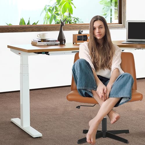 FDW Criss Cross Chair Armless Cross Legged Office Desk Chair Adjustable Swivel Ergonomic Desk Chair No Wheels U Shaped Backrest with Wide Seat Native Sponge Computer Task Vanity Chair for Home Office