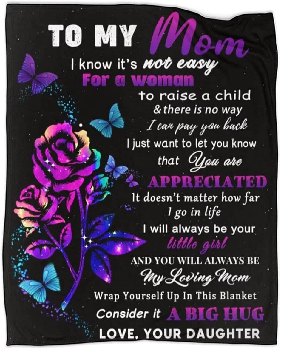 SPXUBZ Mom Gifts Blanket for Mom from Daughter Birthday Gifts Throw Blankets Mother's Day Gifts Flowers Butterfly