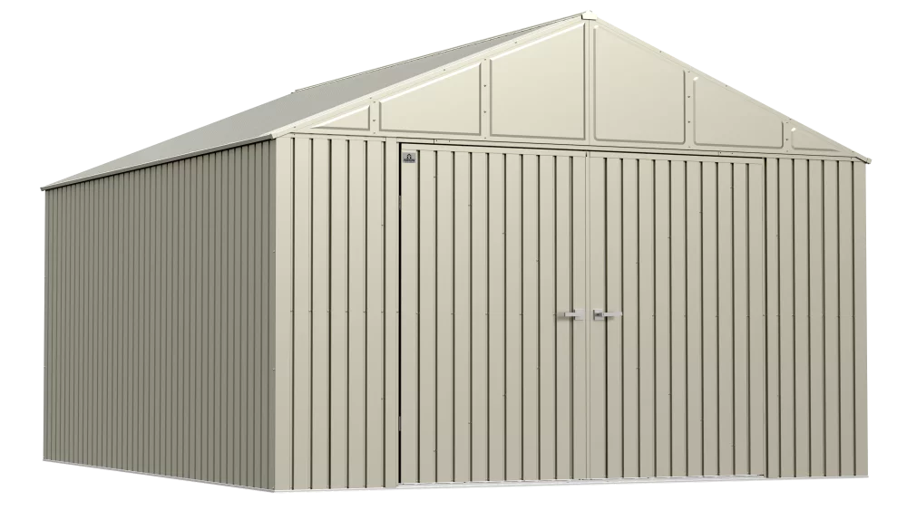 Arrow Elite Steel Storage Shed, 12x14, Cool Grey