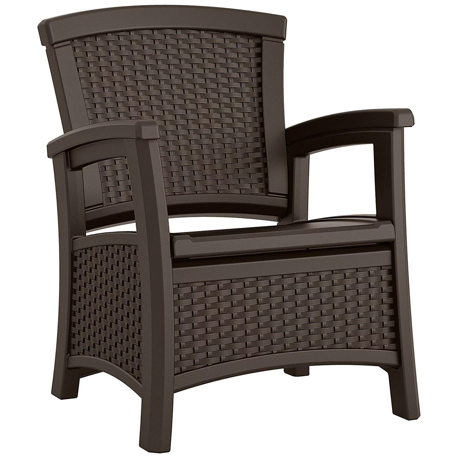 Suncast Elements Resin Individual Club Chair with Storage, Java