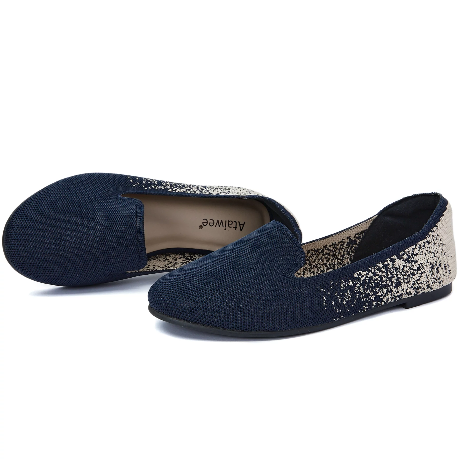 Ataiwee Women's Wide Width Flat Loafer Shoes，Comfort Plus Size Fashion Round Toe Wide Dress Ballet Flat Shoes.