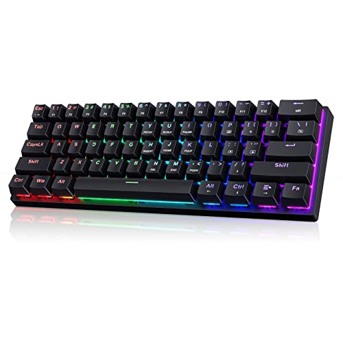 Portable 60% Mechanical Gaming Keyboard, Wired Keyboard with Blue Switches,LED Customization Backlit,61 Keys Ultra-Compact Mini Office Keyboard for PC/Mac/Xbox,Easy to Carry On Trip-Black